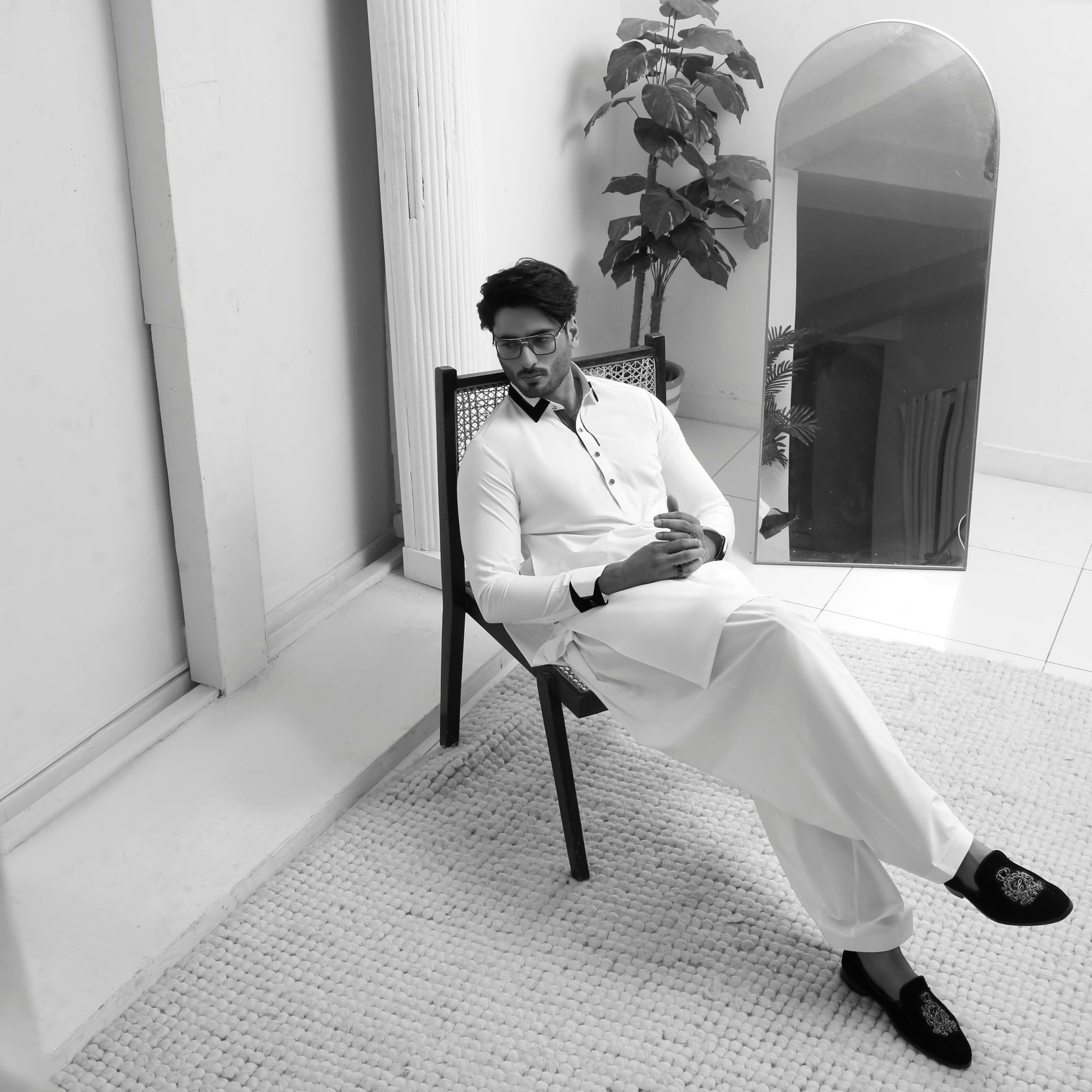 ER 802 Shining White Executive Shalwar Kameez