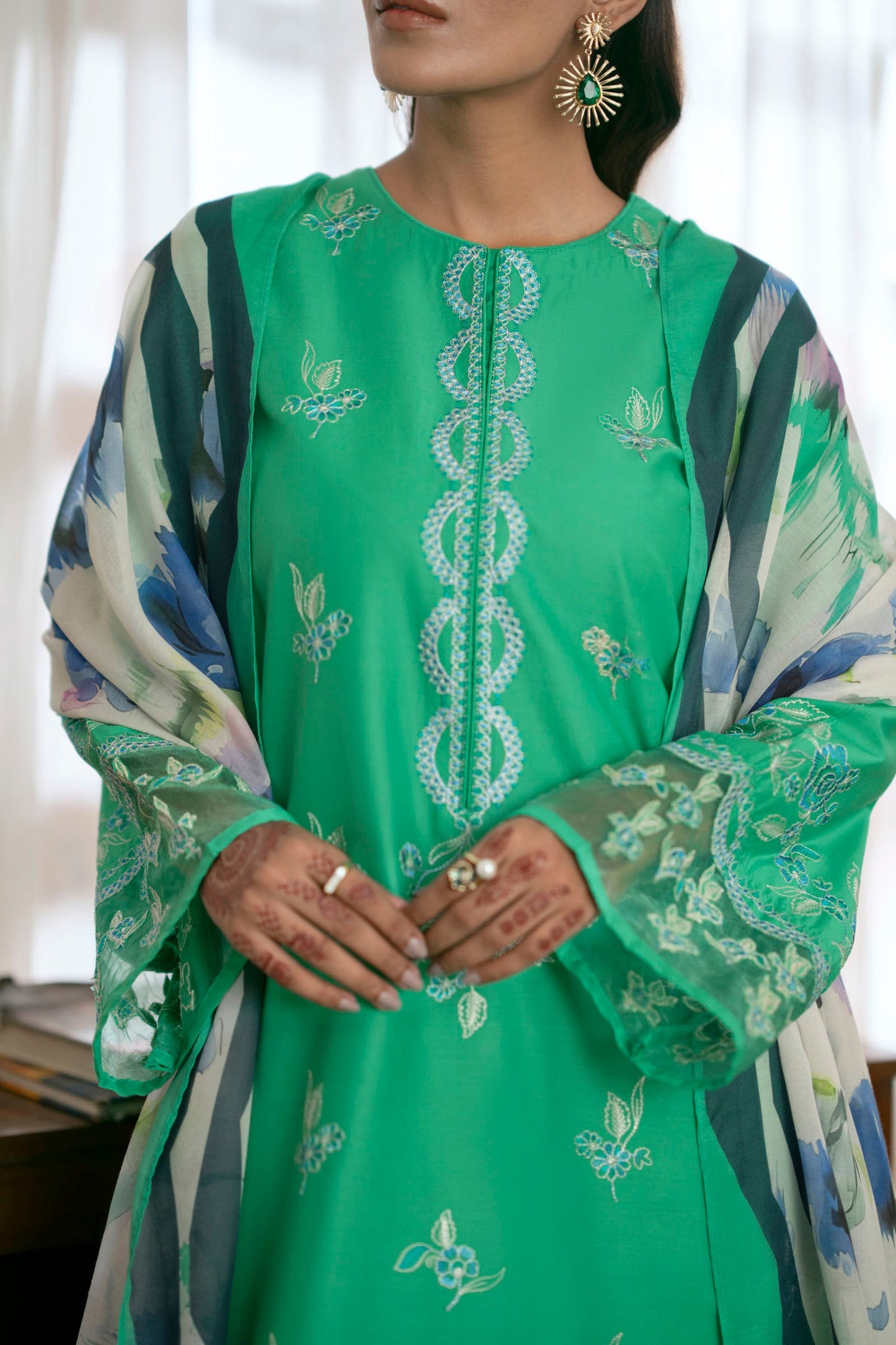 Cotton Lawn Dyed Embroidery