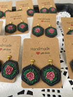 Hexagonal textured Earings