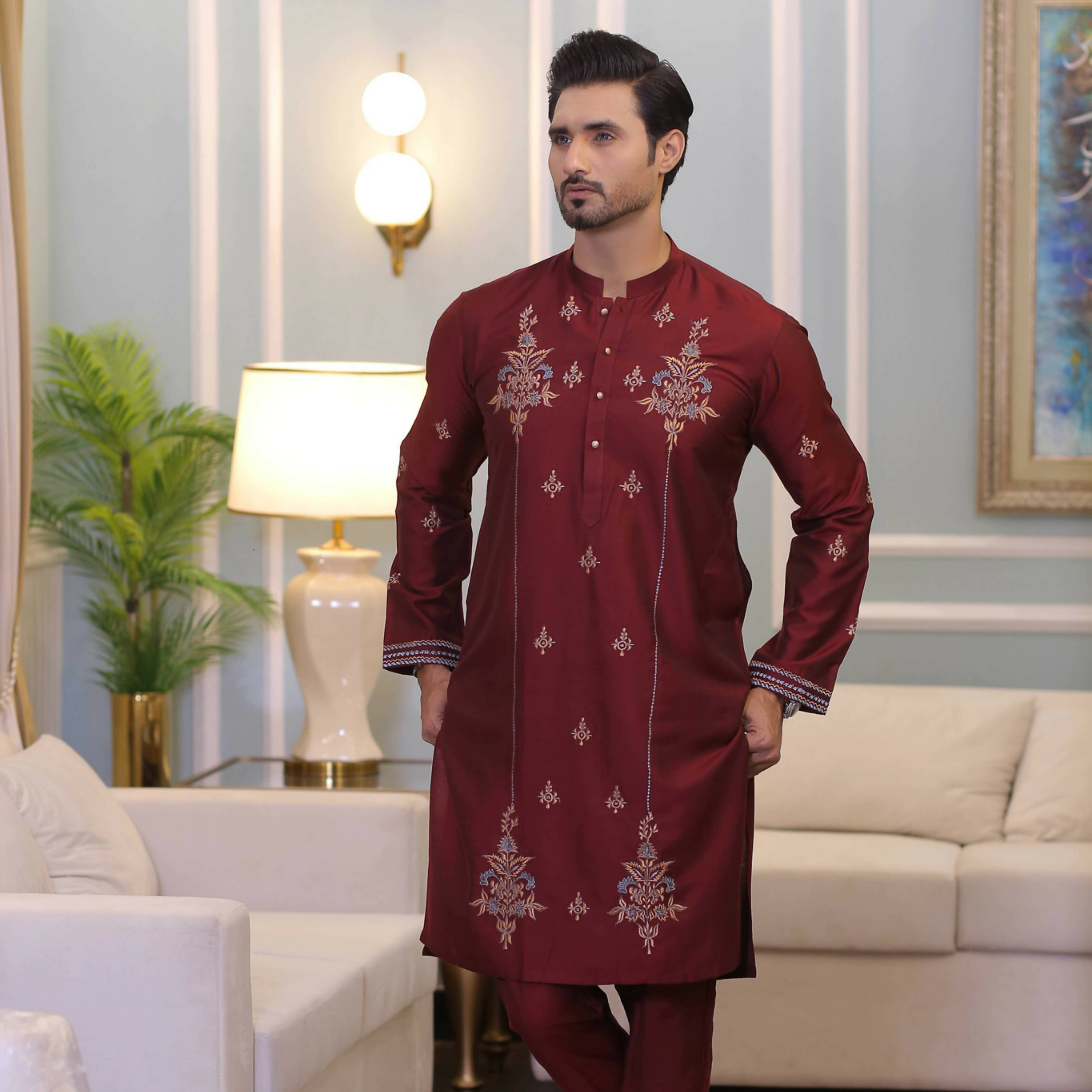 CK 714 Maroon Kurta Pajama Male