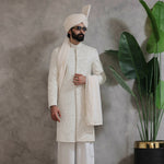 ER SH 117 White Sherwani For Wedding