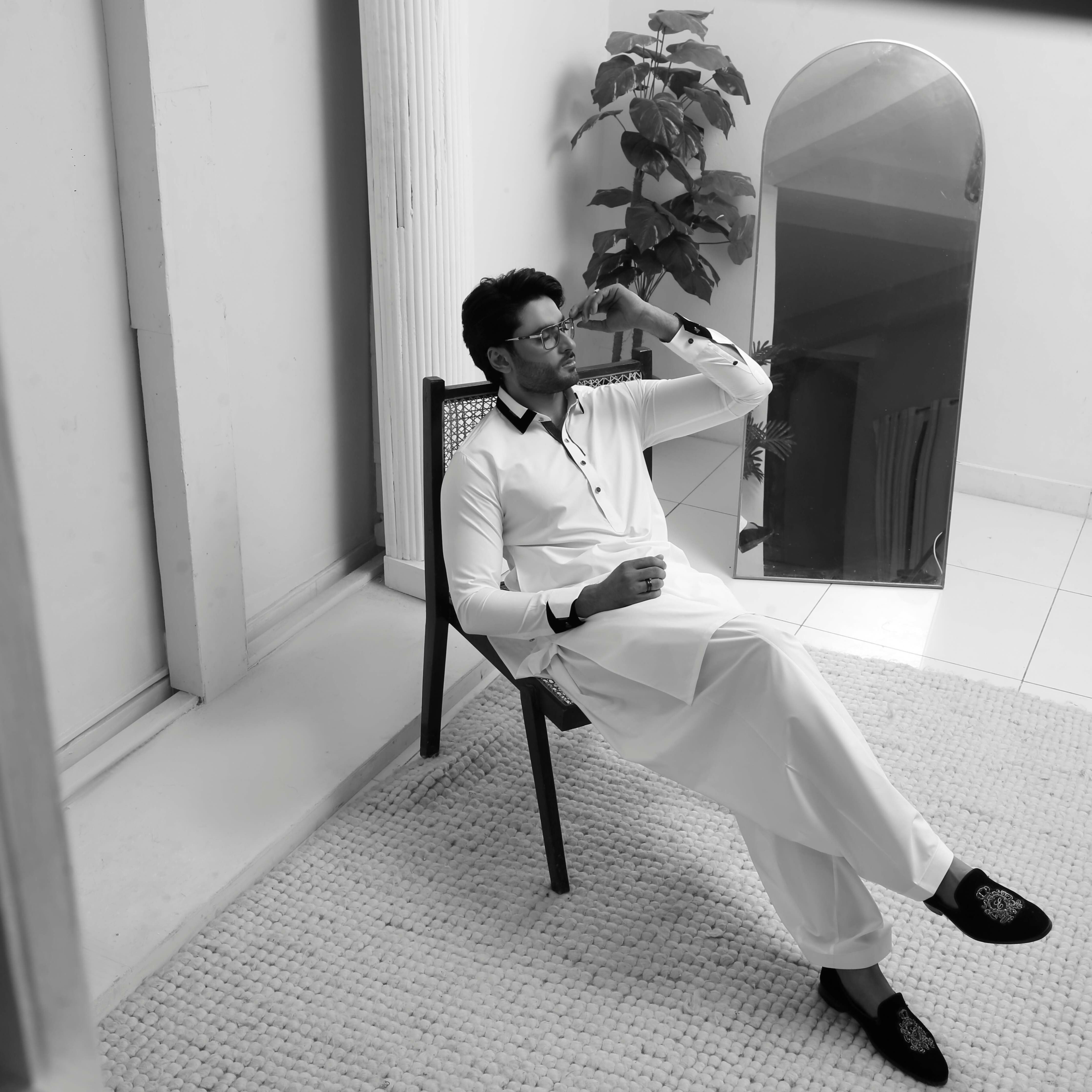 ER 802 Shining White Executive Shalwar Kameez