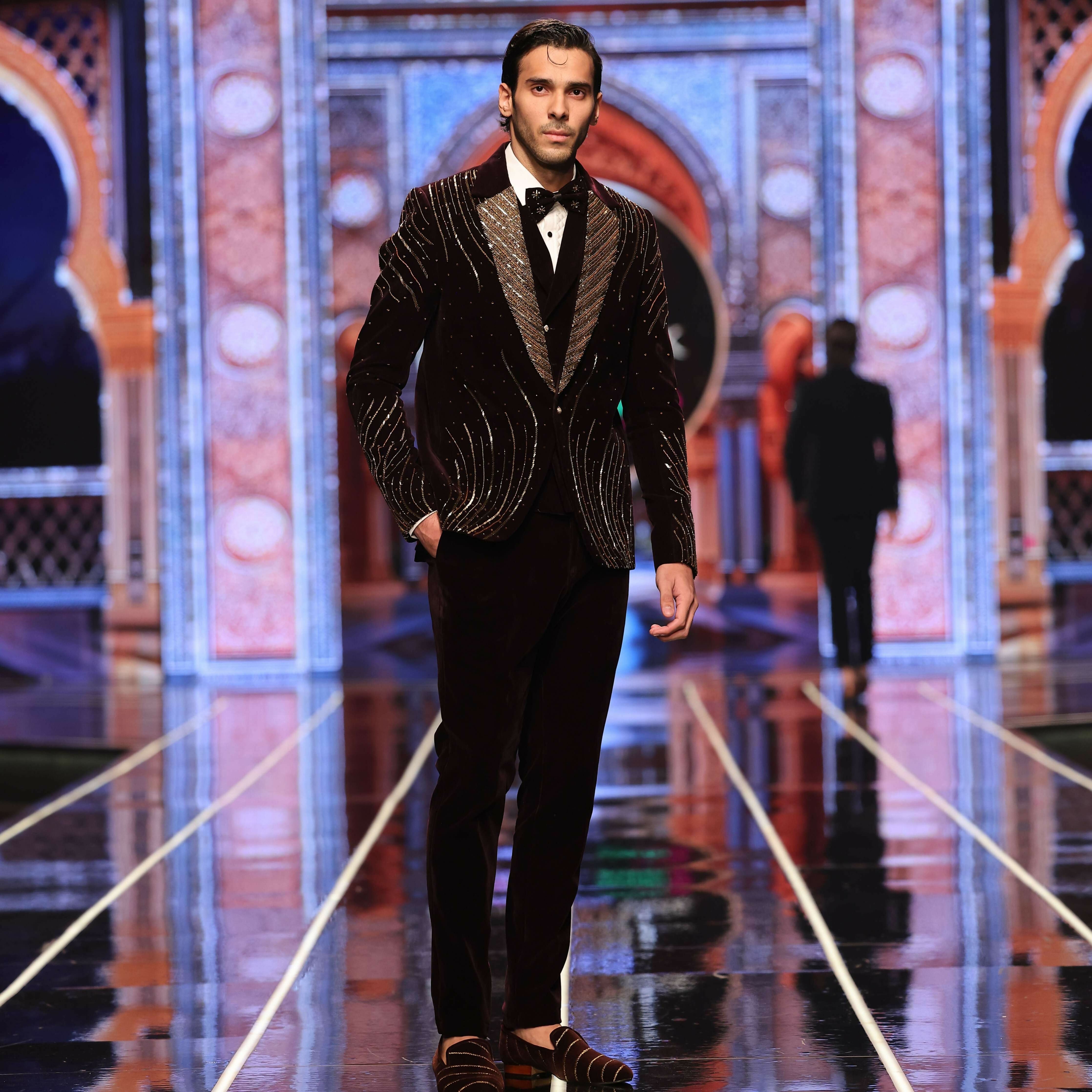 Brown Tuxedo With Hand Work