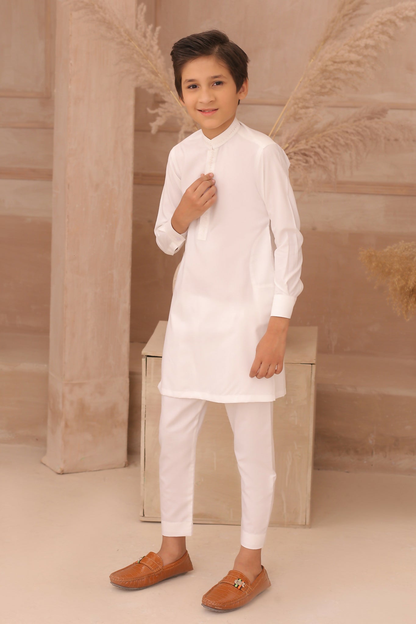 ER FS 9 Classic White Father Son Matching Kurta Pajama