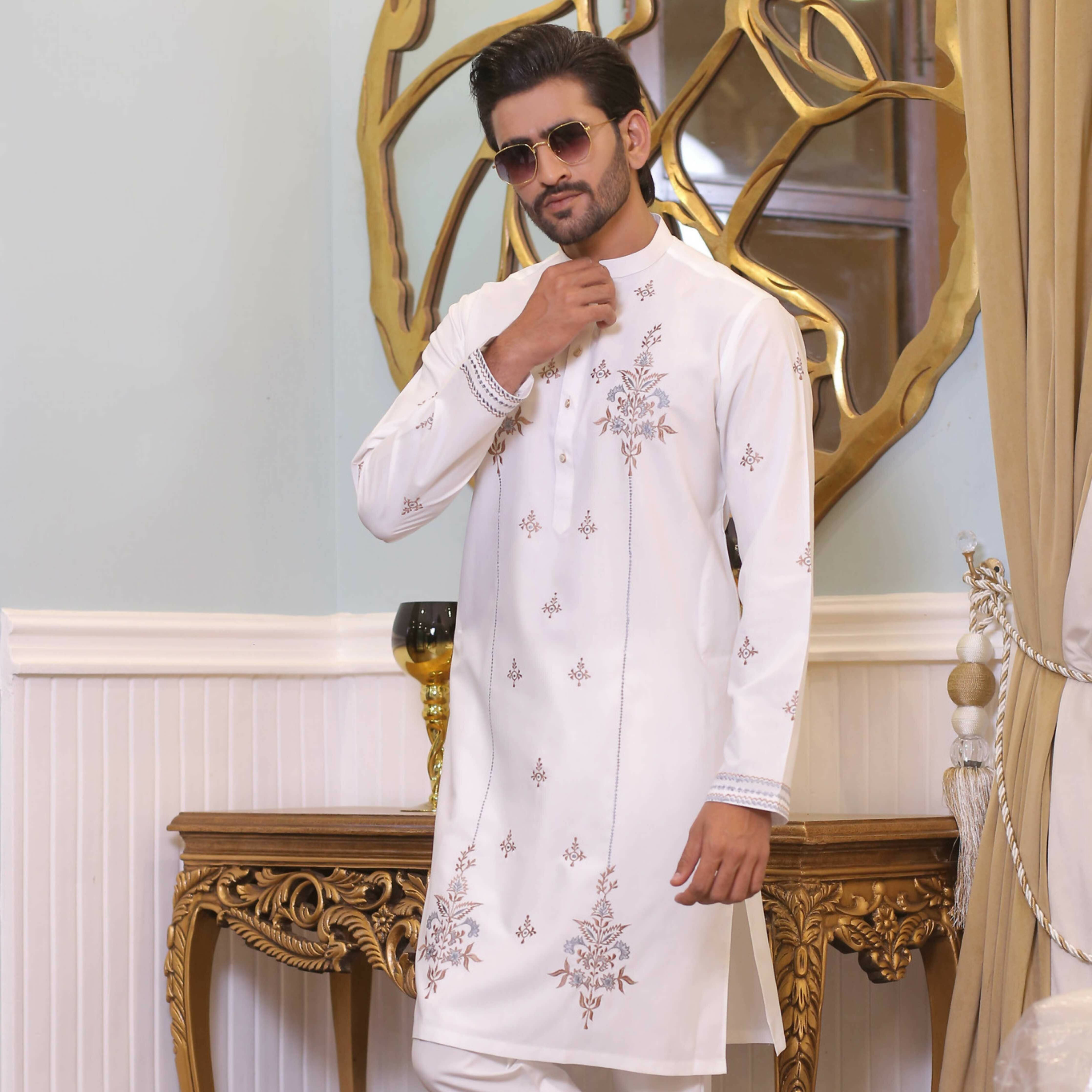 CK 717 White Kurta Pajama For Men