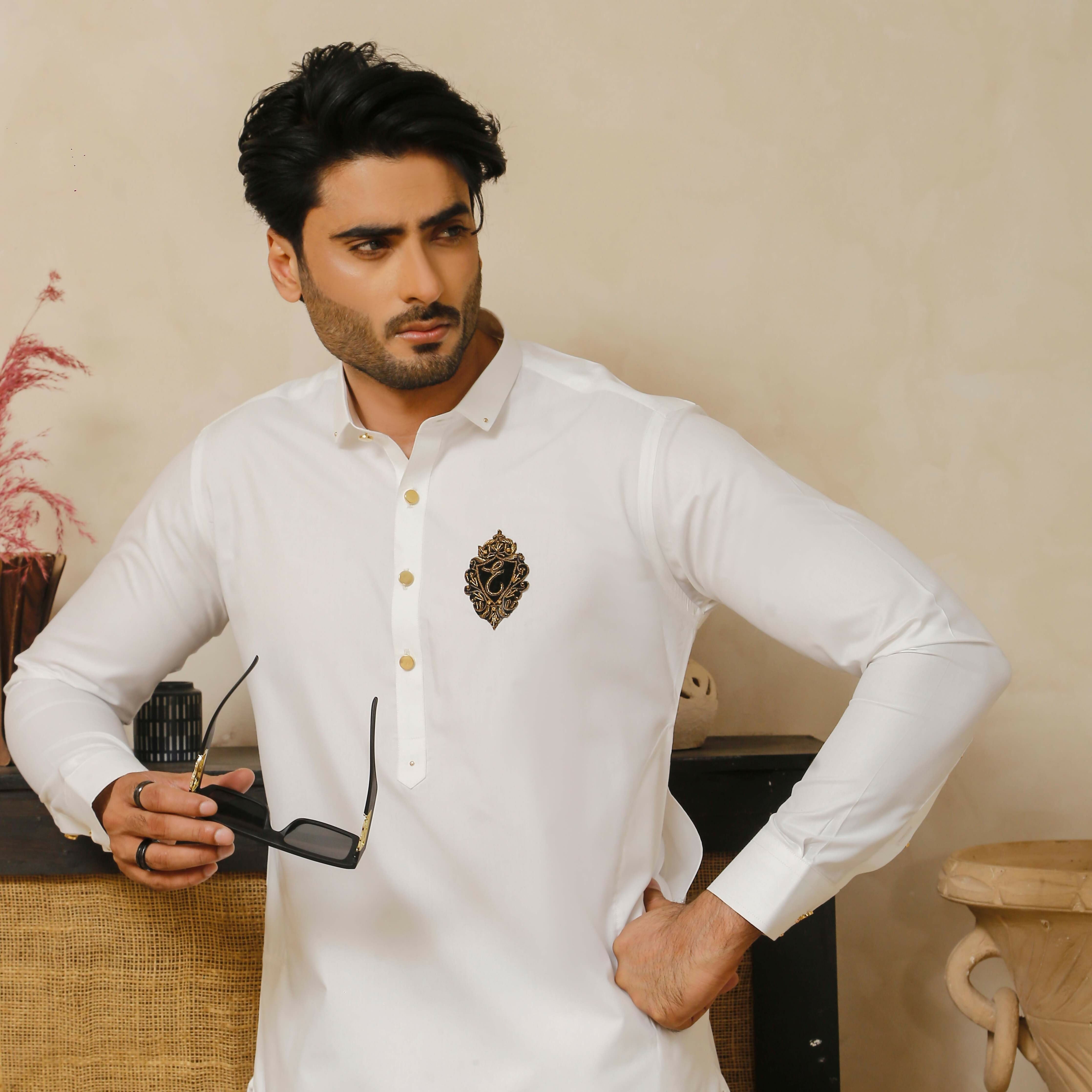 ER 799 White Executive Kameez Farshi Pajama