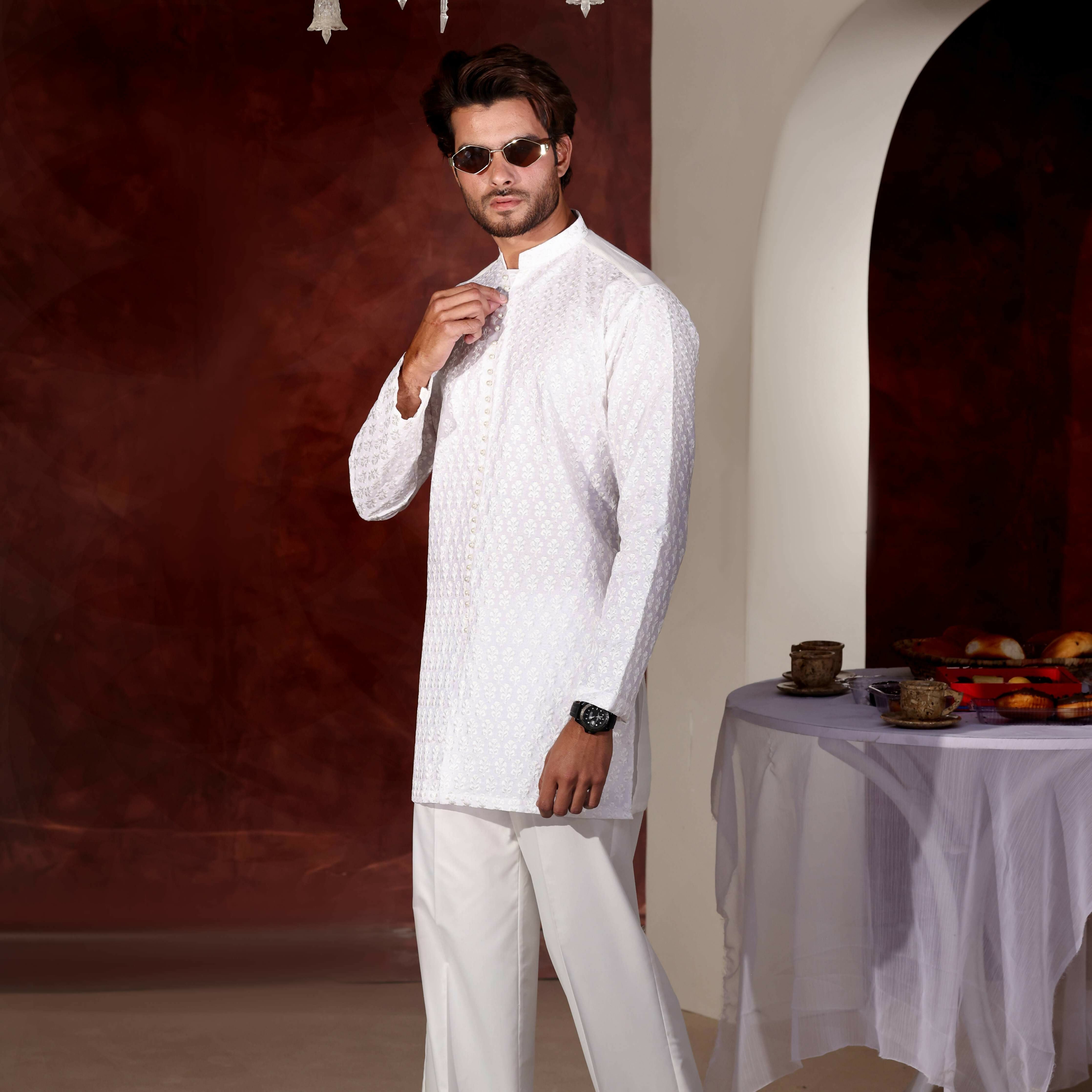 CK 759 White Chikankari Kurta