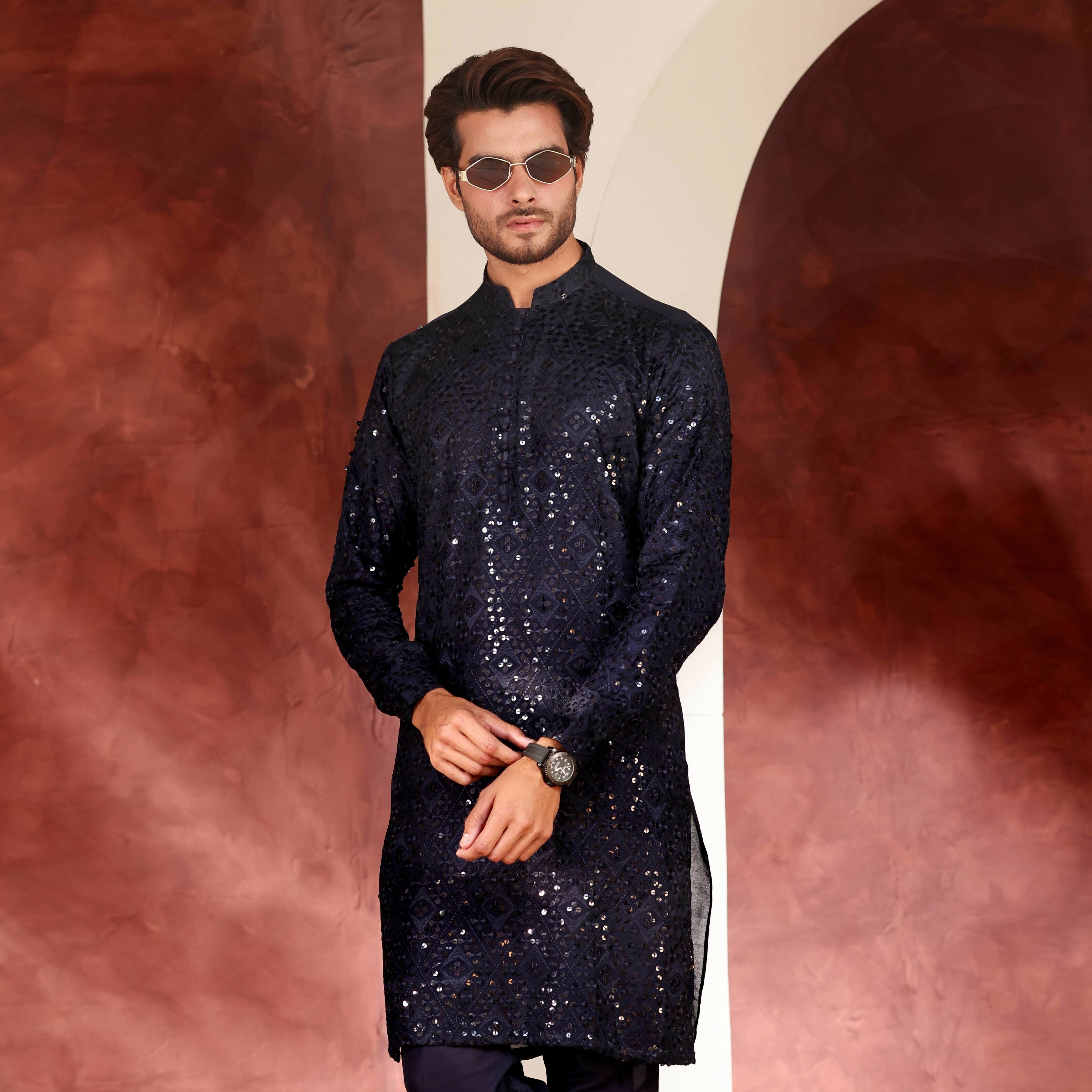 CK 773 Ink Blue Chikankari Kurta