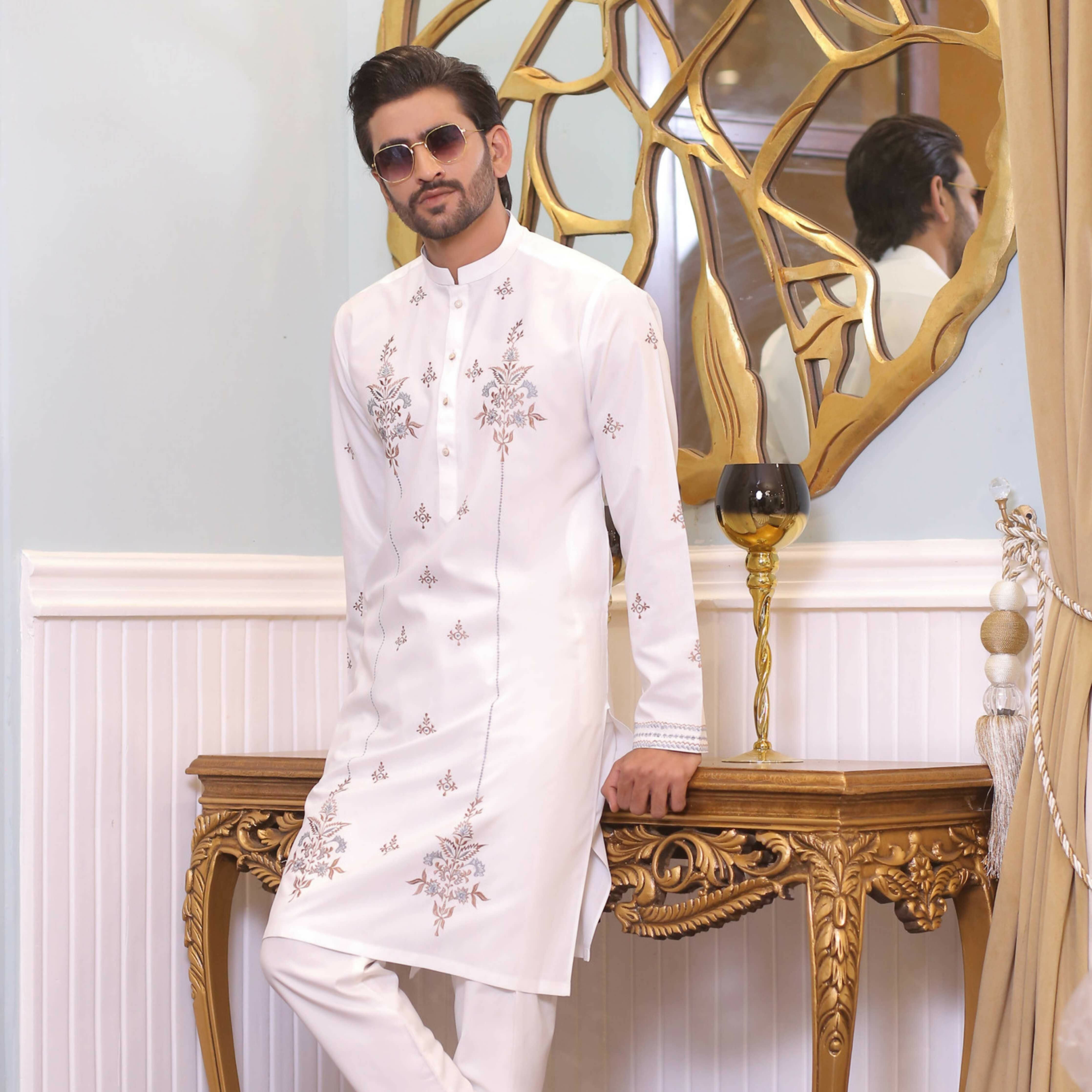 CK 717 White Kurta Pajama For Men