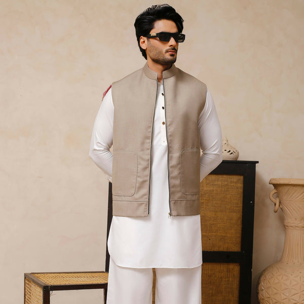 Taupe WaistCoat For Men