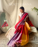 Crimson Marigold colourblock saree