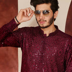 CK 772 Burgundy Chikankari Kurta