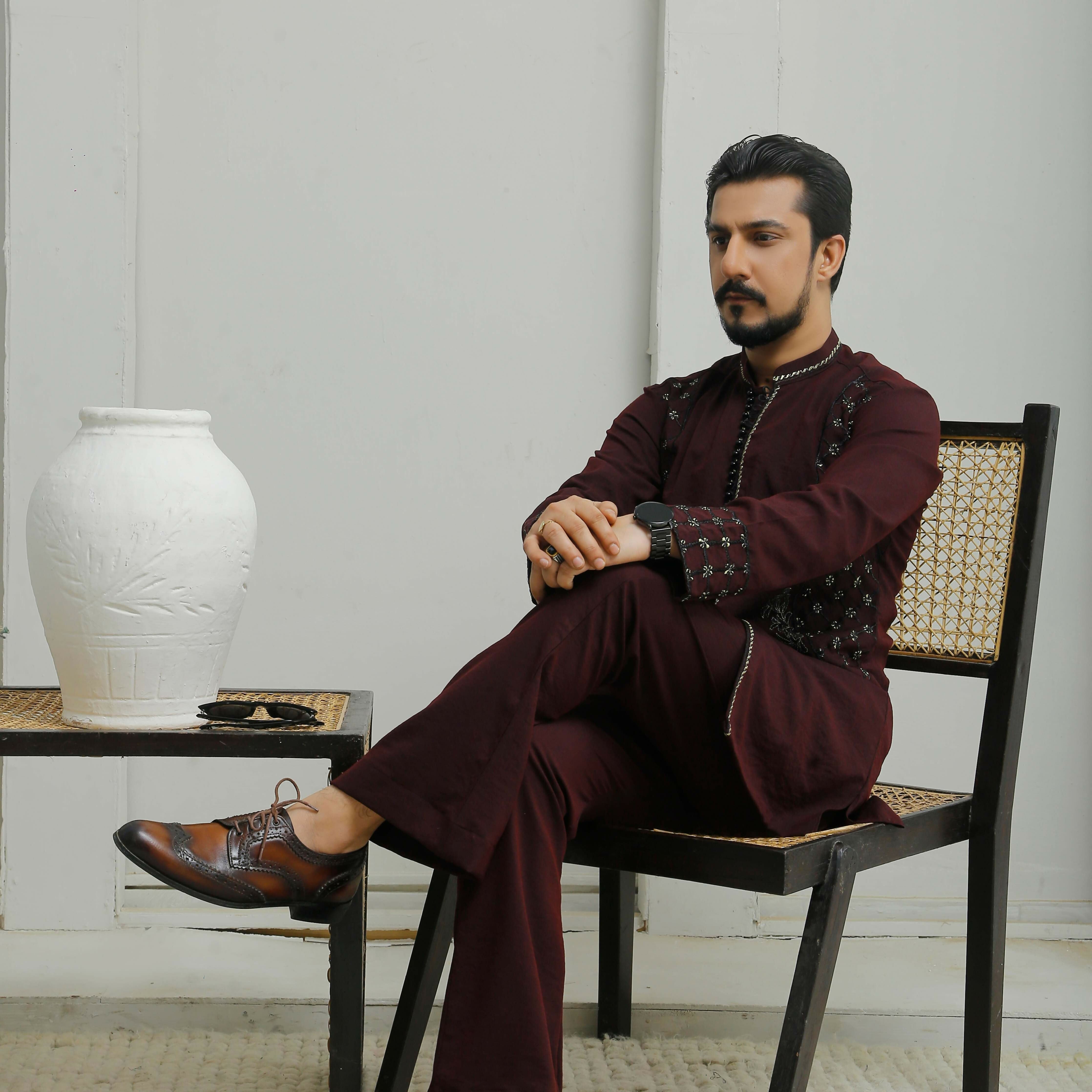 ER 501 Dark Maroon Kurta Bell Bottom Trouser