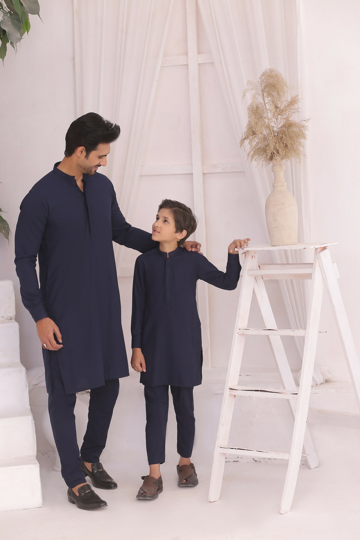 ER FS 5 Blue Kurta Pajama Set For Father And Son