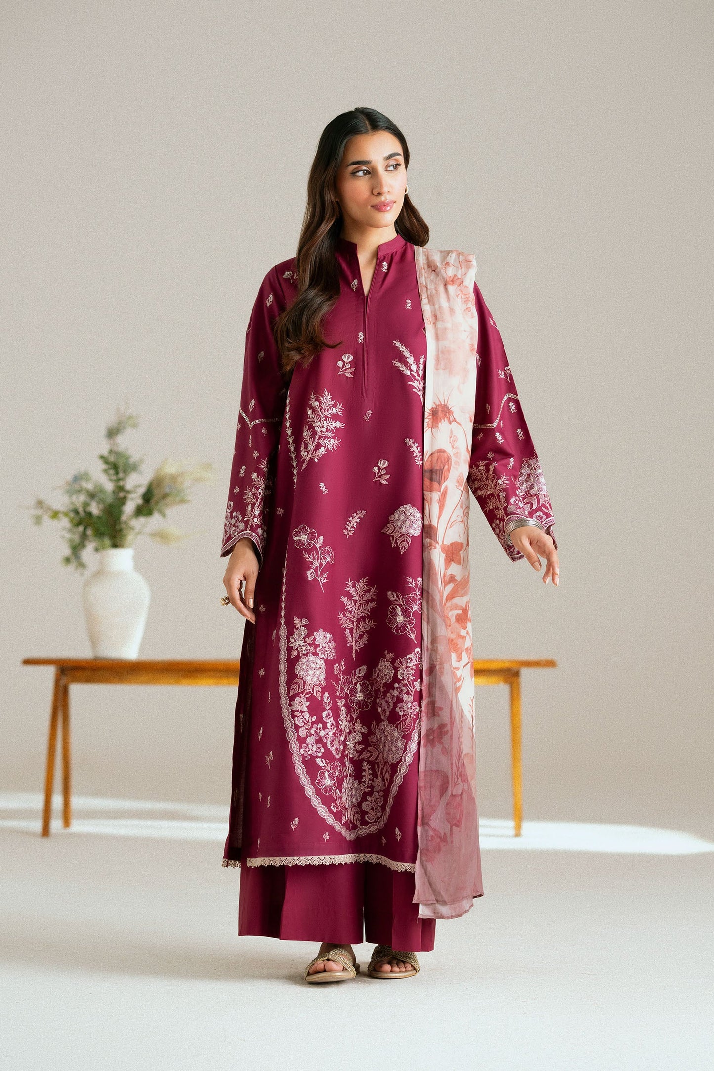 Cotton Lawn Dyed Embroidery