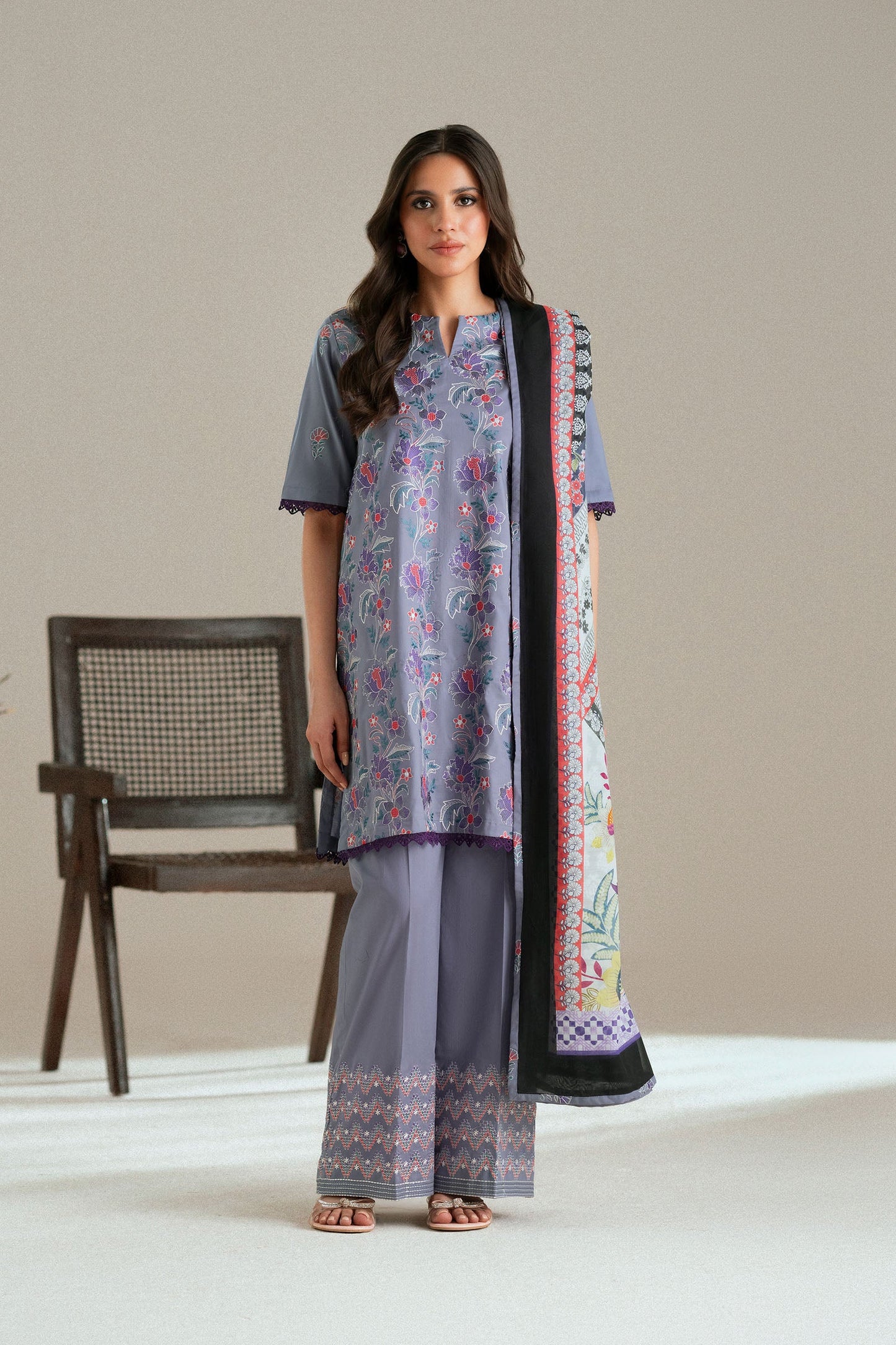 Cotton Lawn Dyed Embroidery
