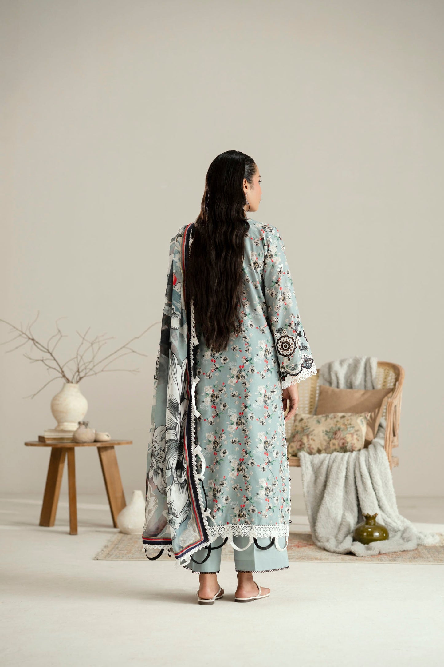 Cotton Lawn Digital Print Chikankari