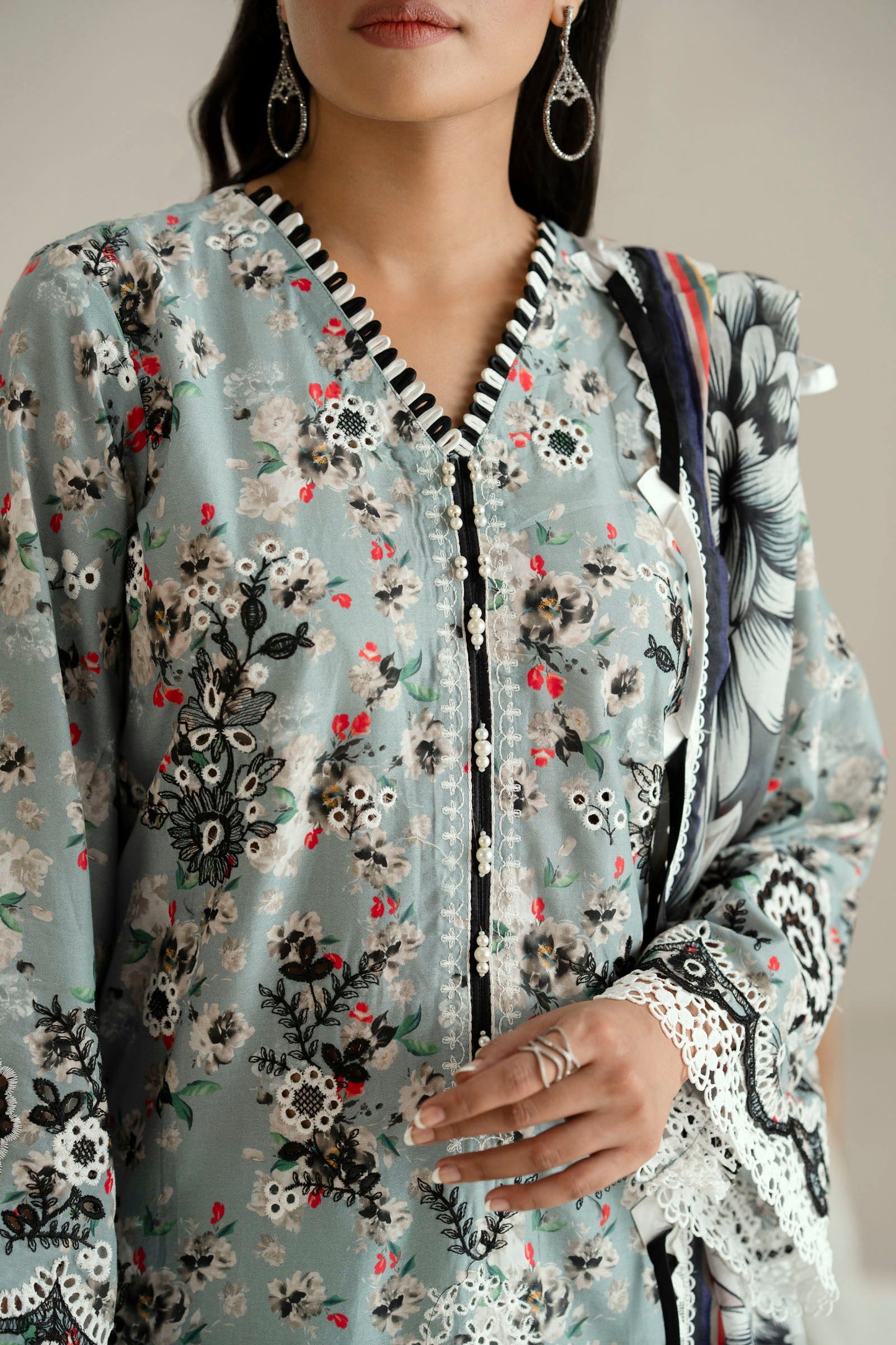 Cotton Lawn Digital Print Chikankari