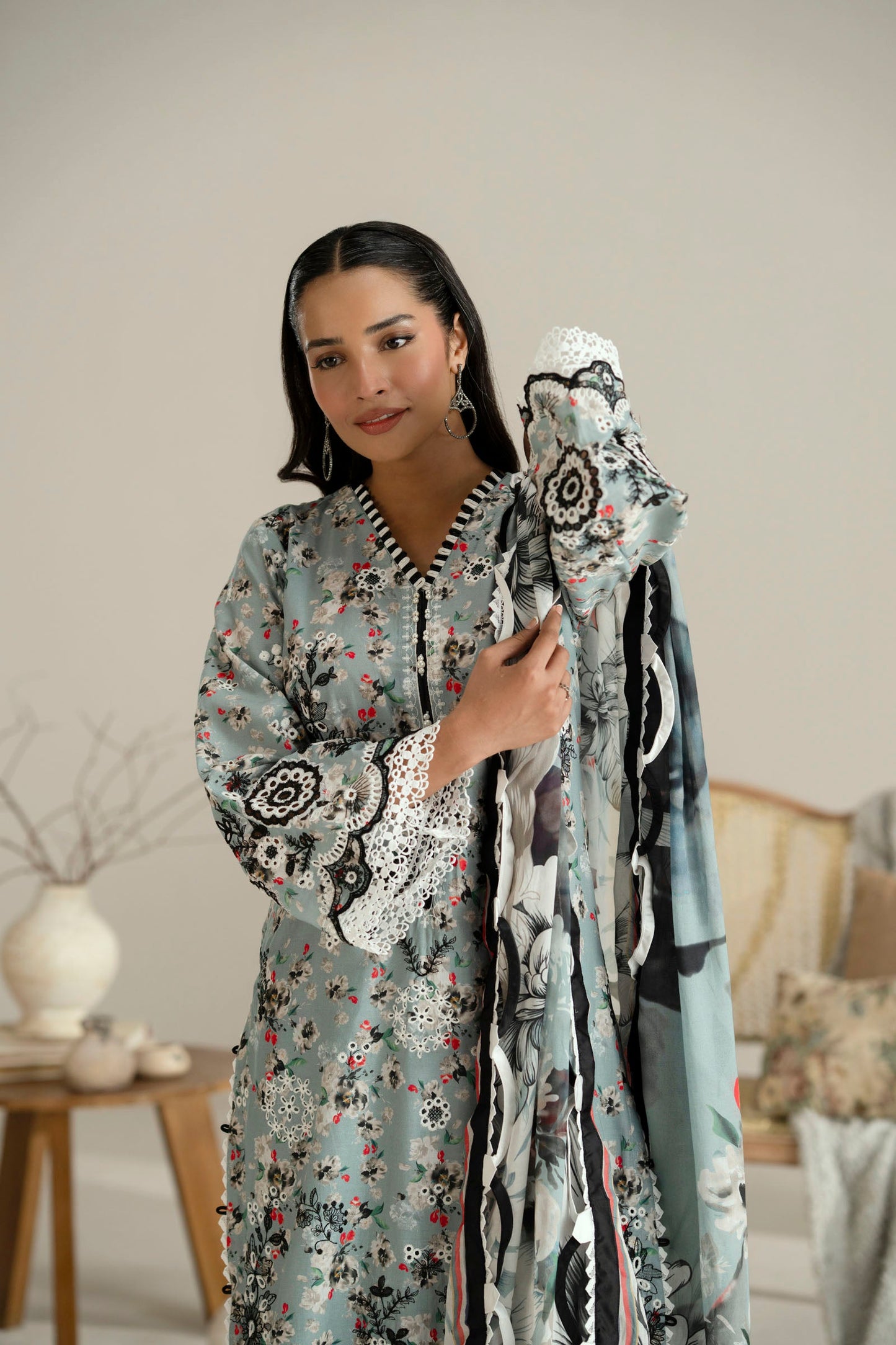 Cotton Lawn Digital Print Chikankari