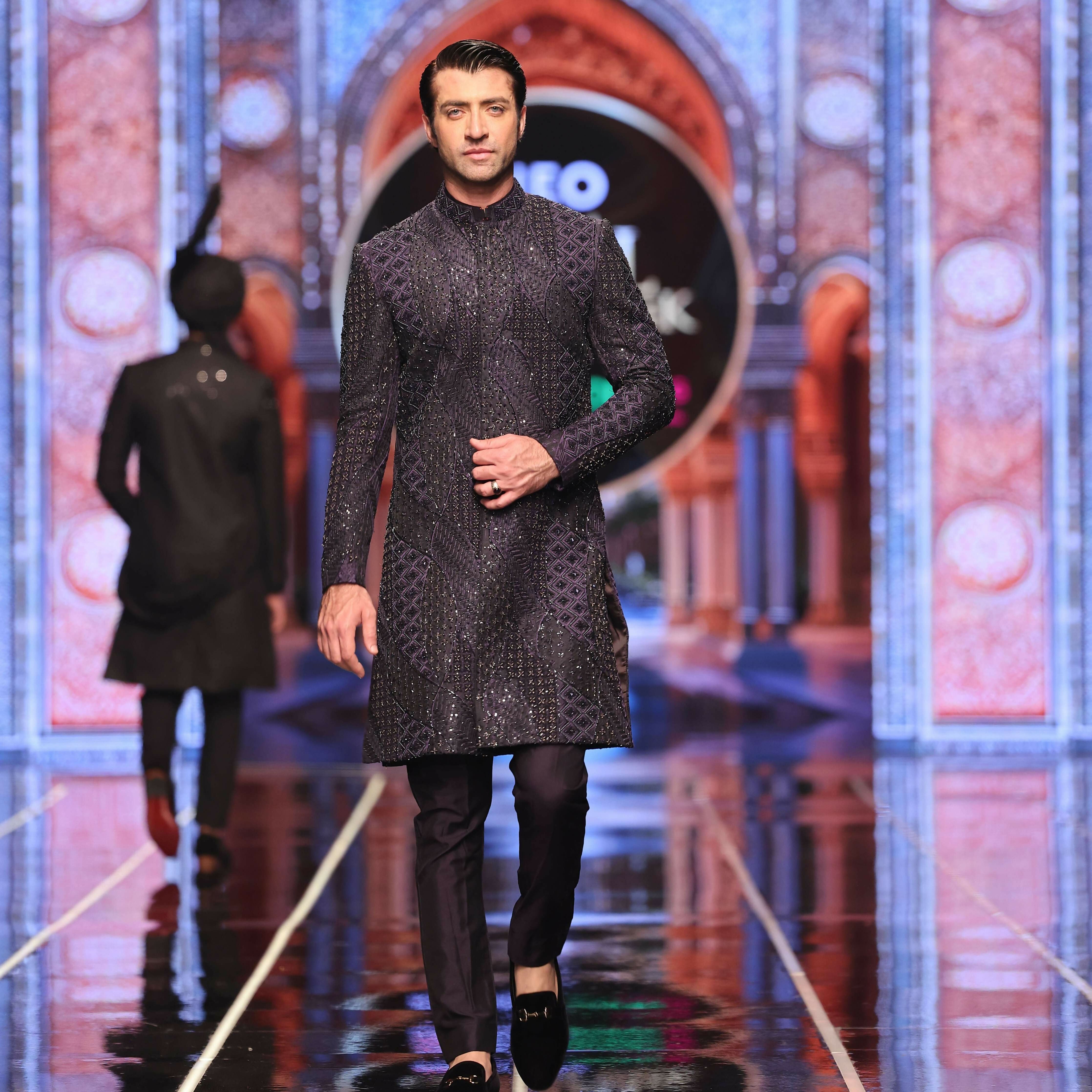 BCW 60 Navy Blue Groom Majestic Sherwani Hand Work