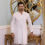 MR 63 White Mirror Work Kurta Pajama