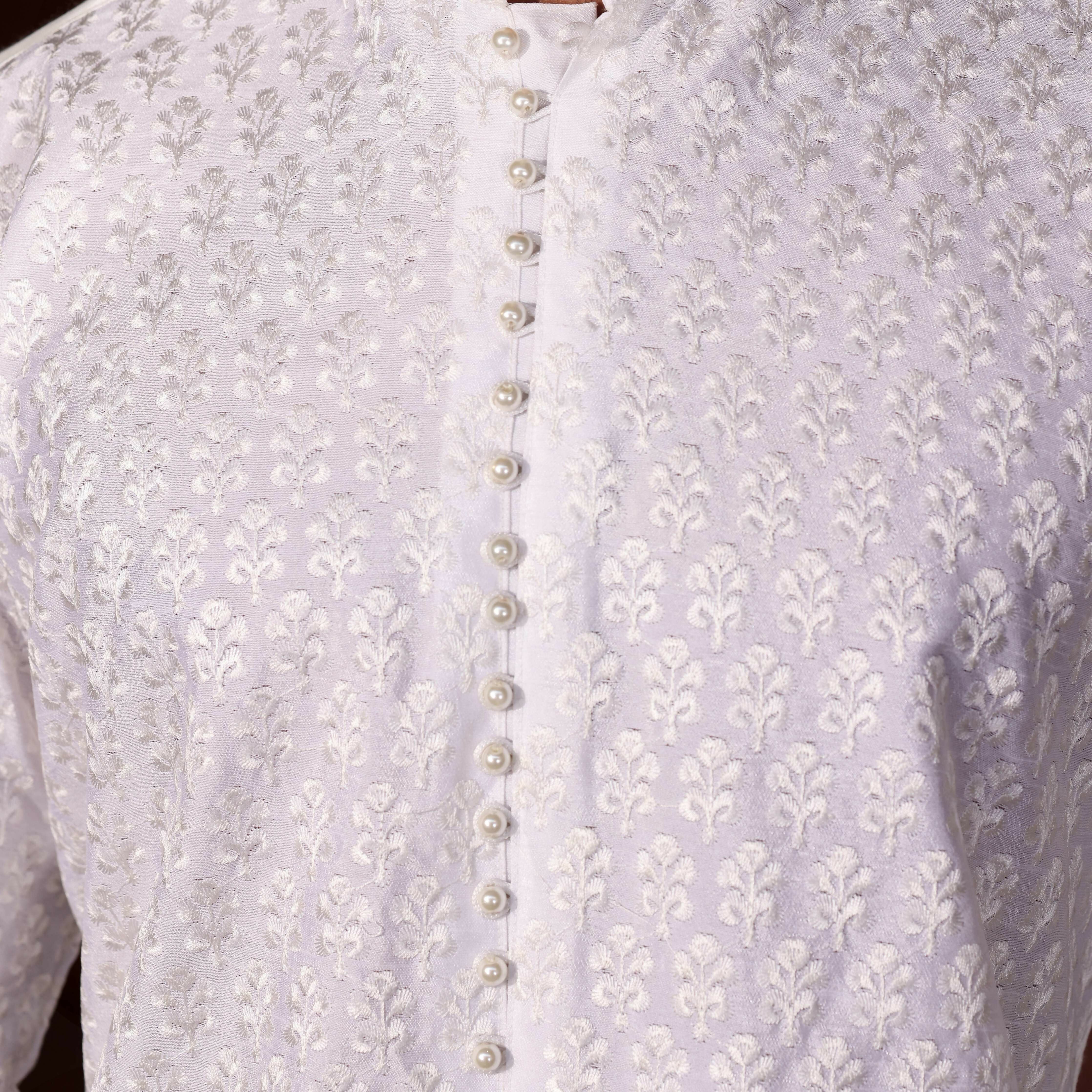 CK 759 White Chikankari Kurta