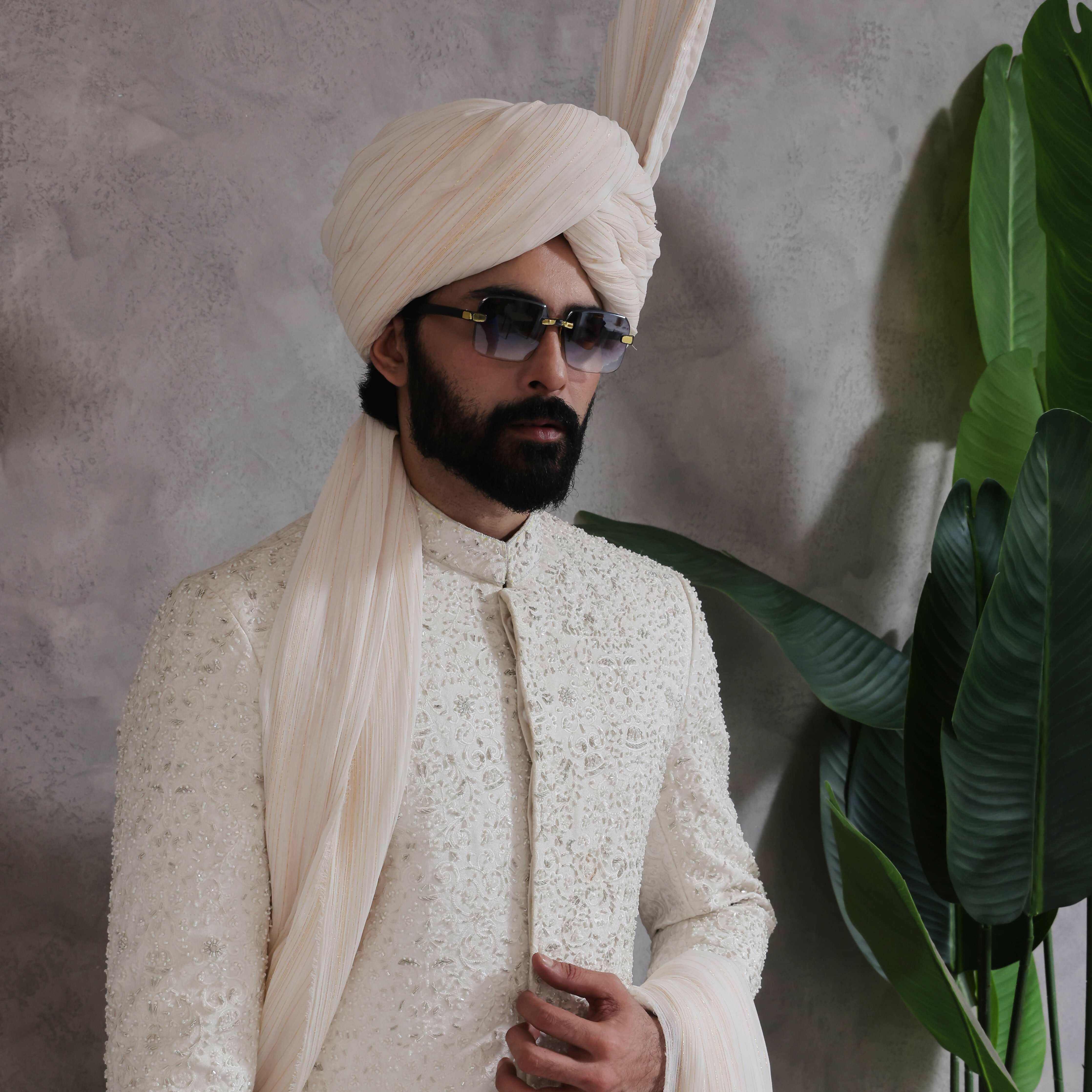 ER SH 117 White Sherwani For Wedding