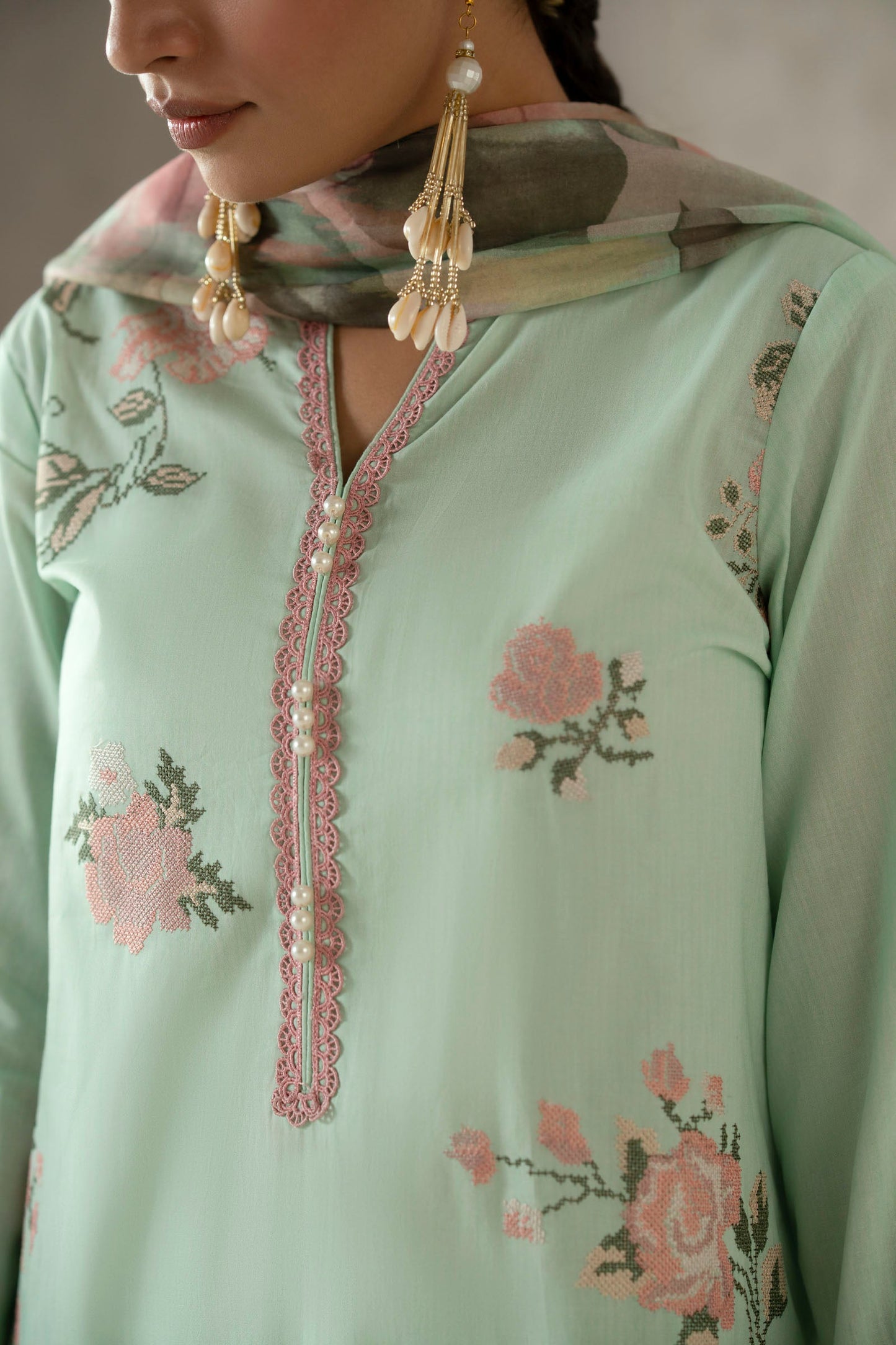 Cotton Lawn Digital Print Embroidery