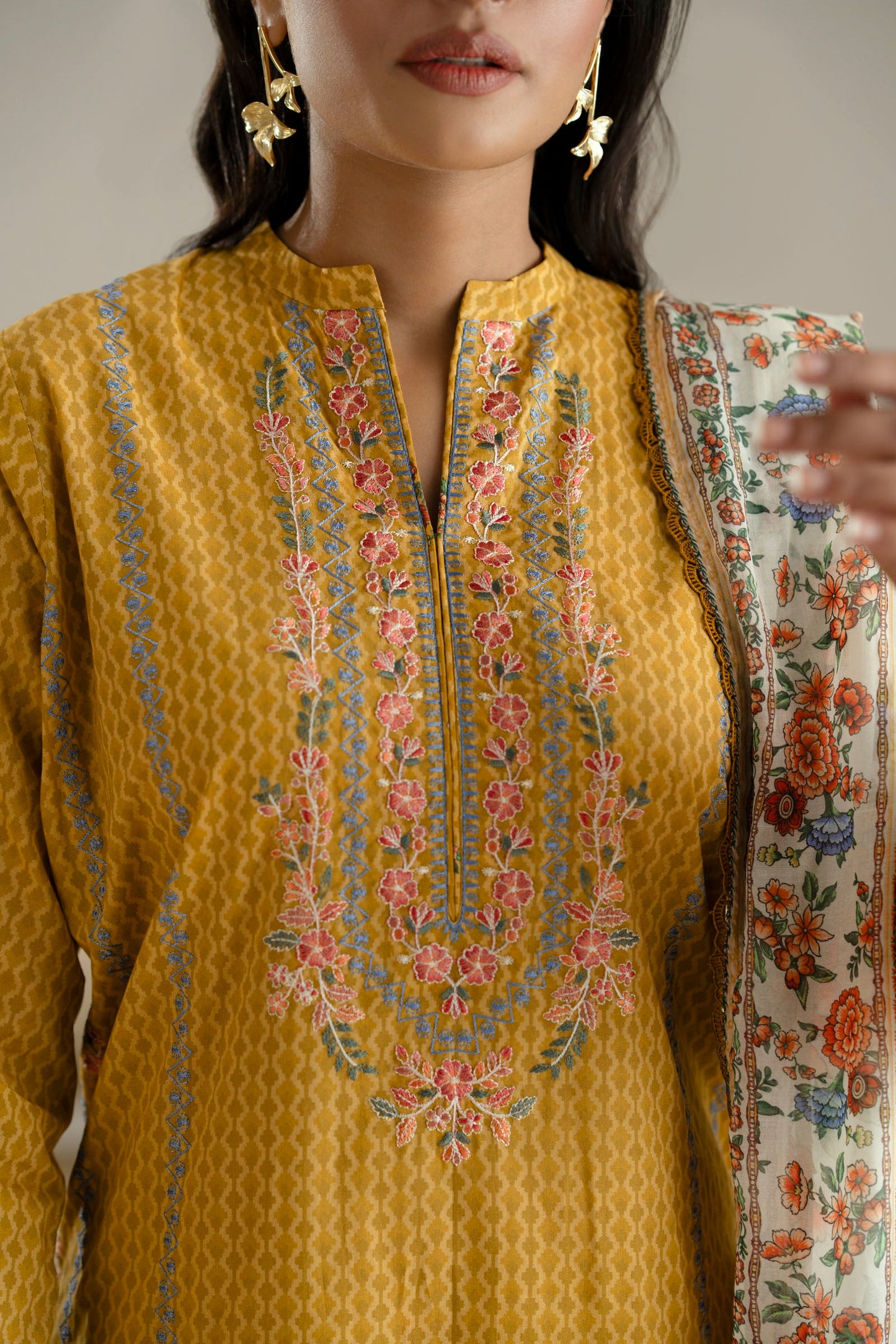 Cotton Lawn Digital Print Embroidery
