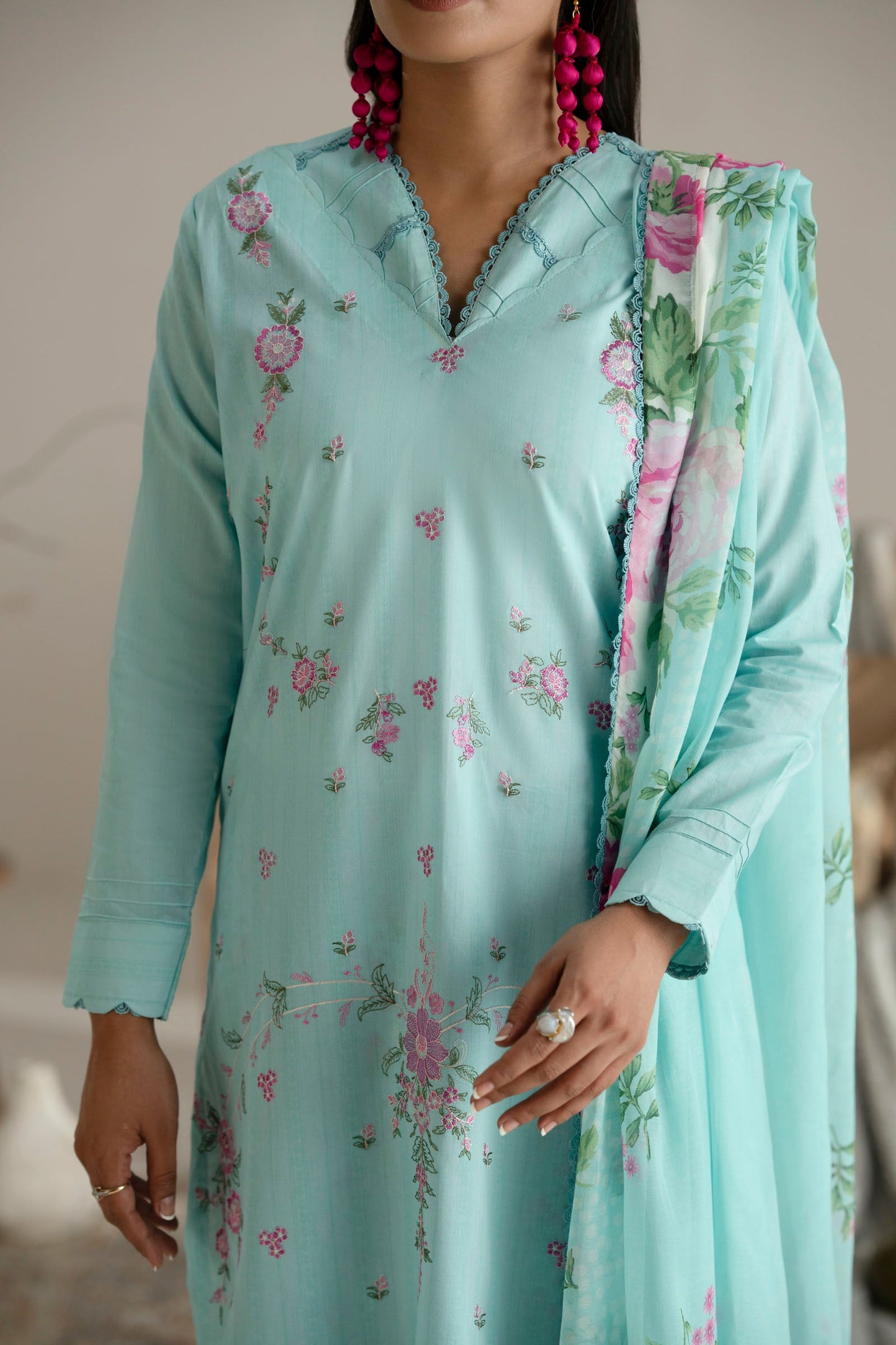 Cotton Lawn Digital Print Embroidery