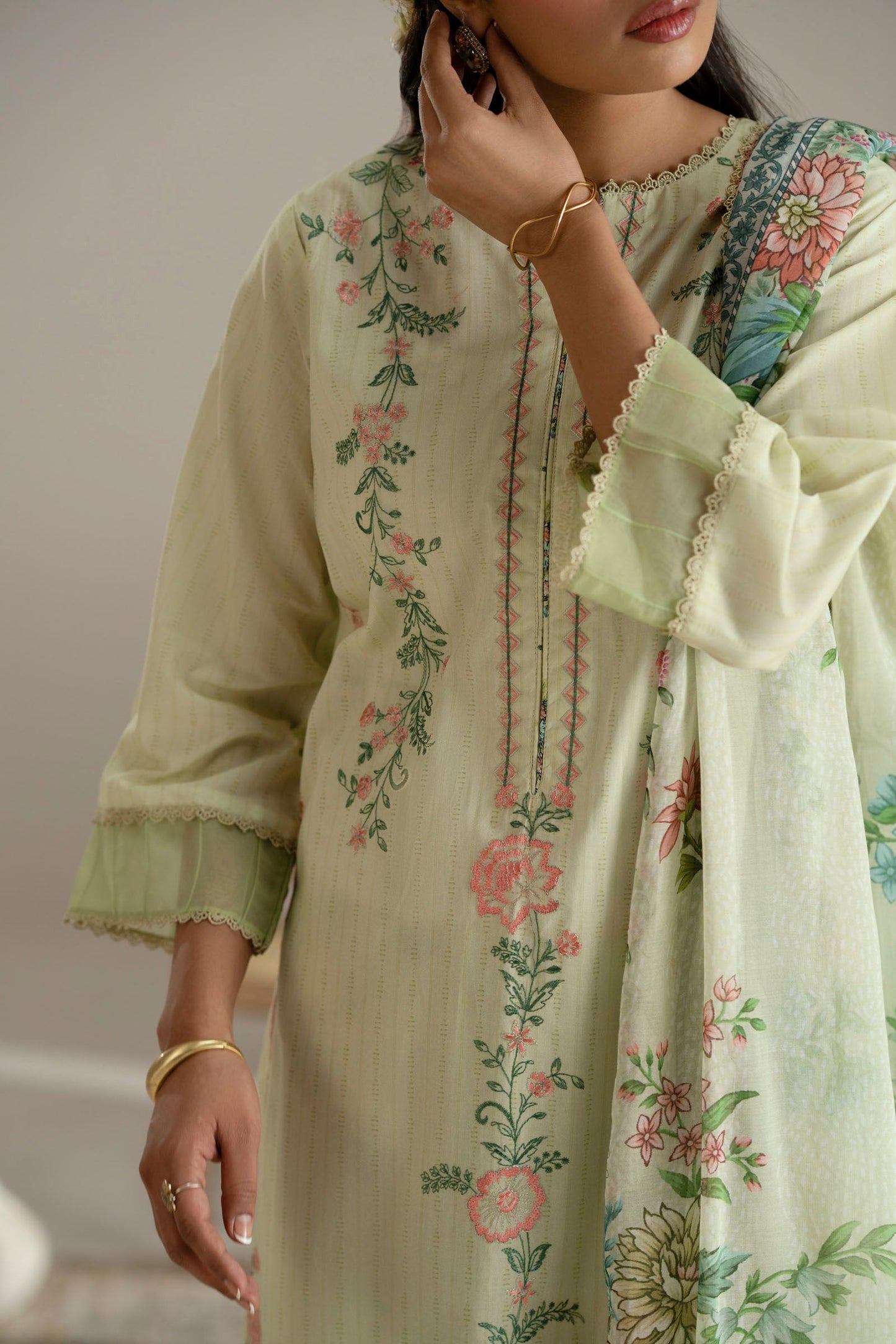 Cotton Lawn Digital Print Embroidery