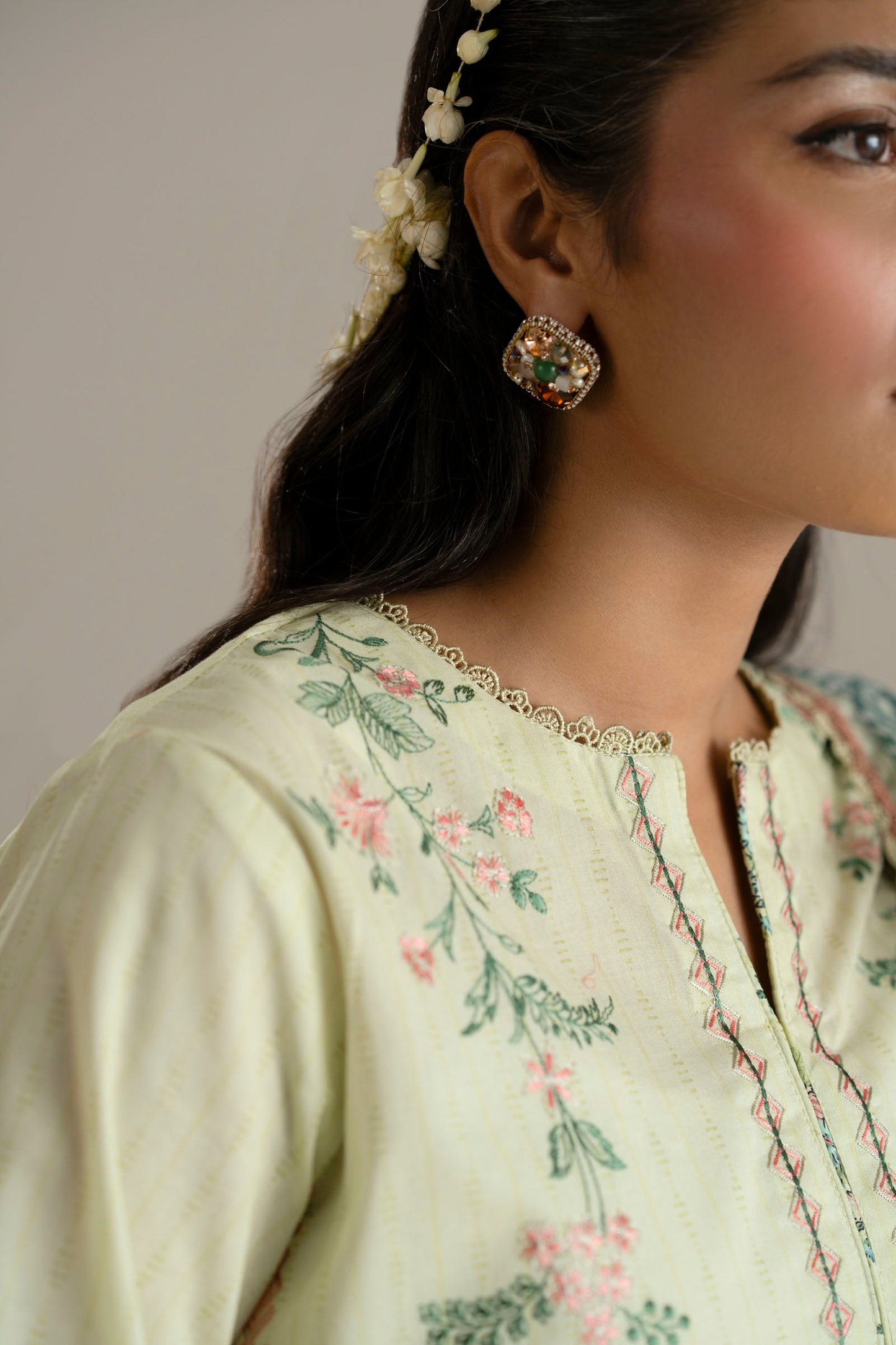 Cotton Lawn Digital Print Embroidery