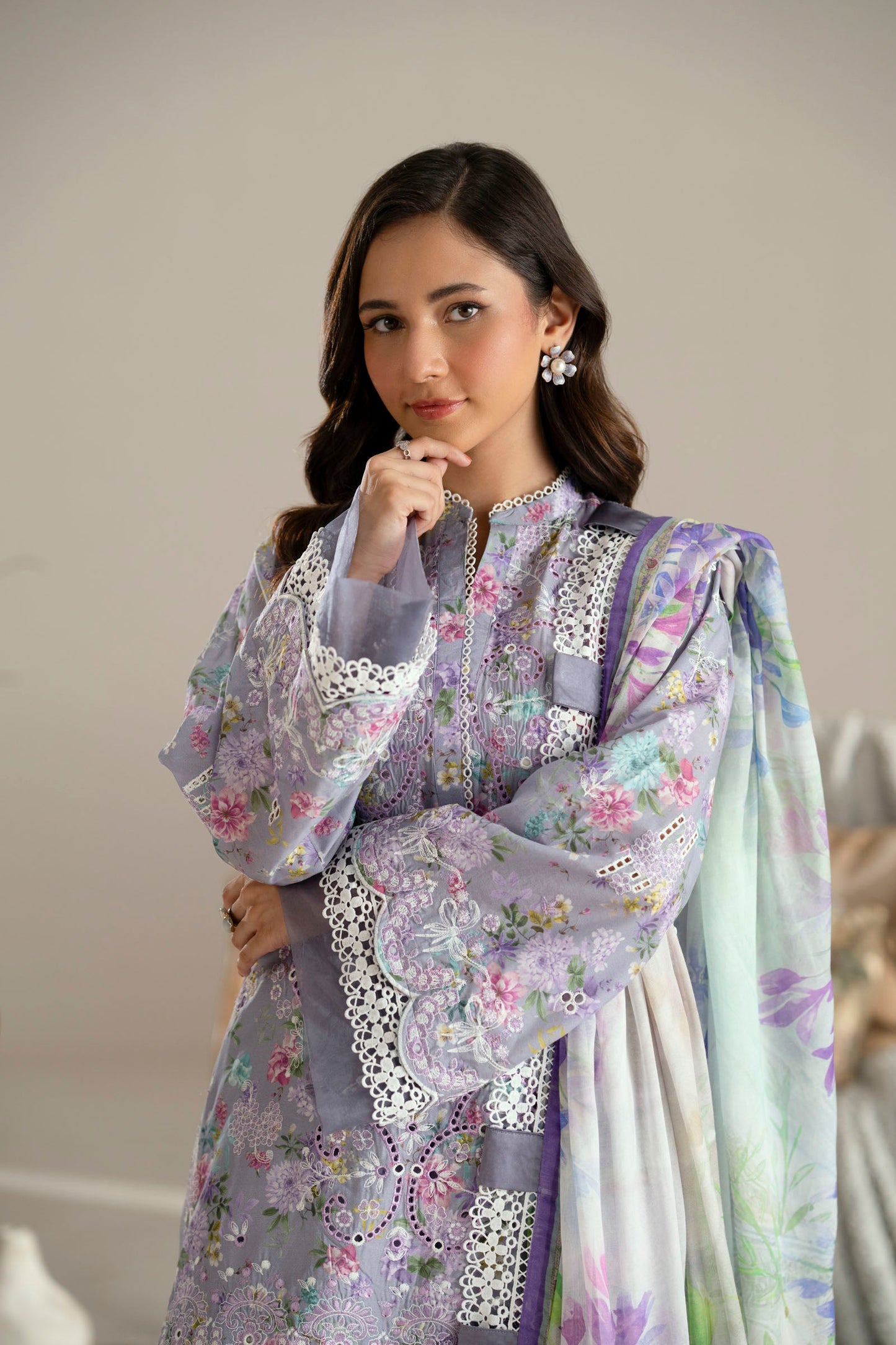 Cotton Lawn Digital Print Chikankari