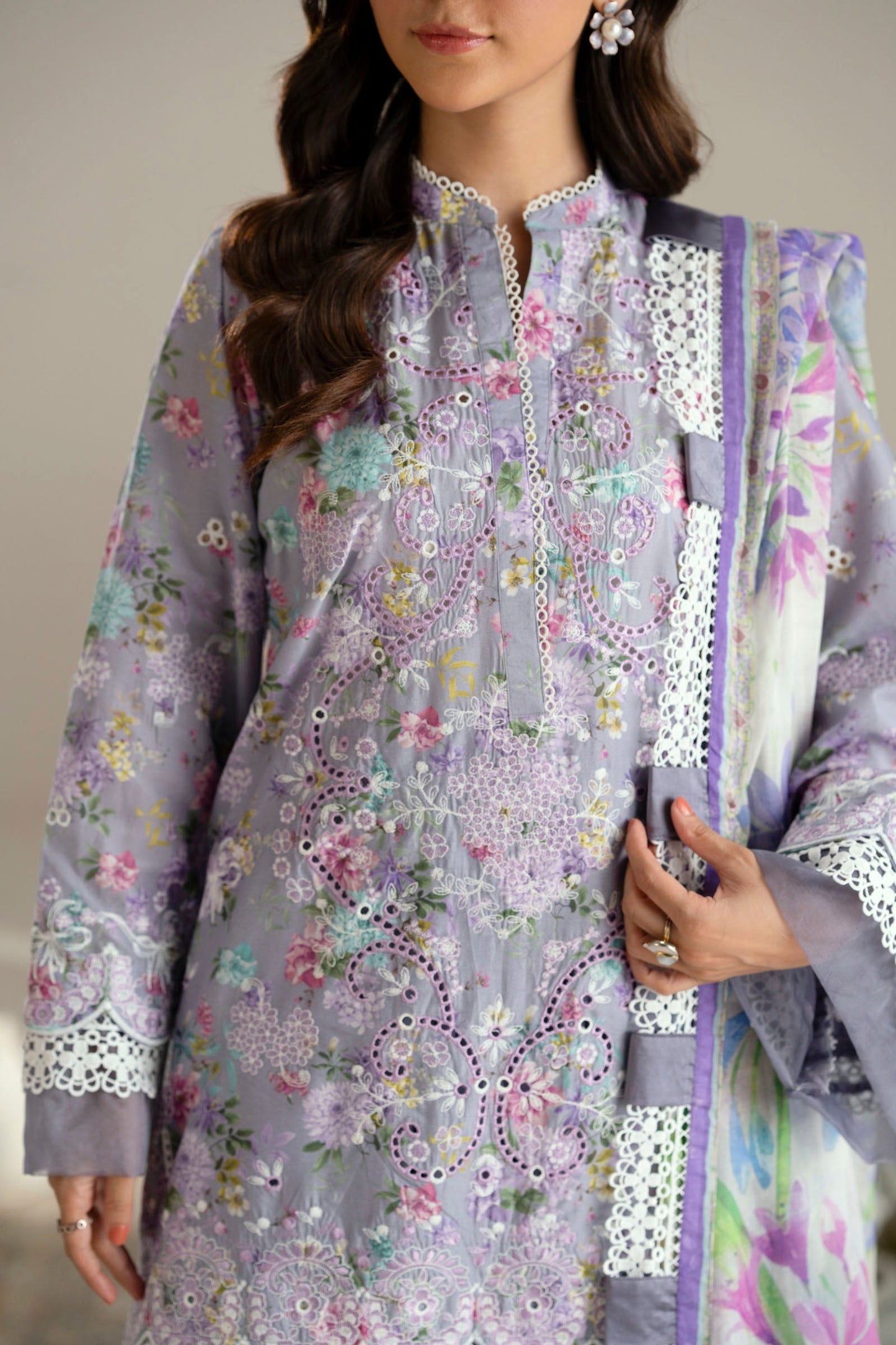 Cotton Lawn Digital Print Chikankari