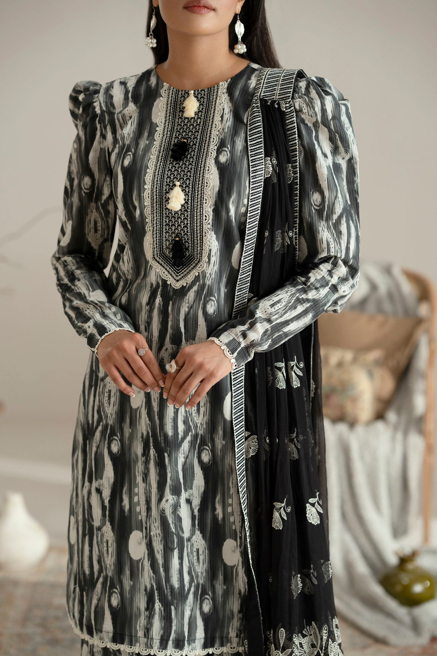 Cotton Lawn Digital Print Embroidery