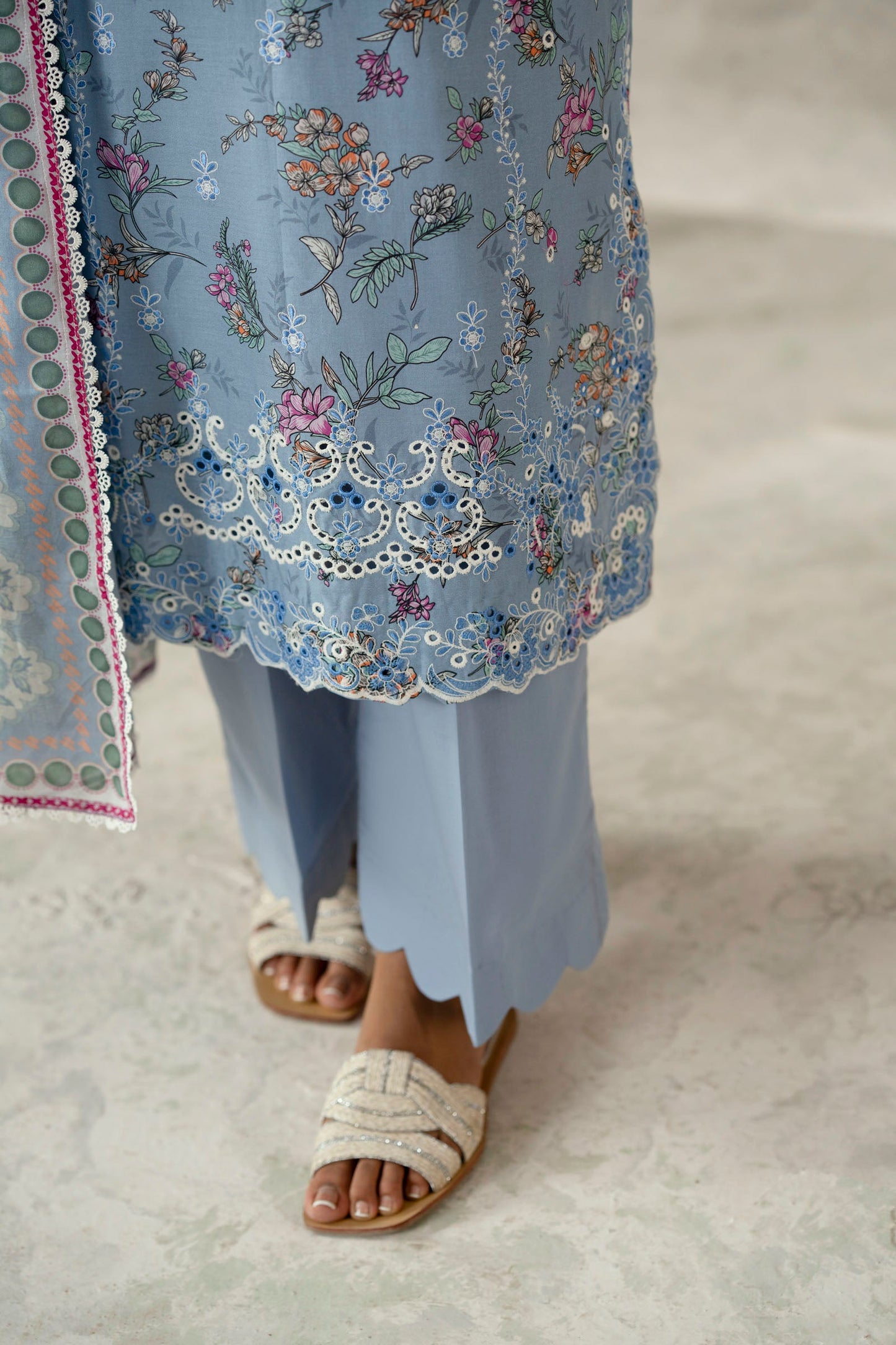 Cotton Lawn Digital Print Chikankari