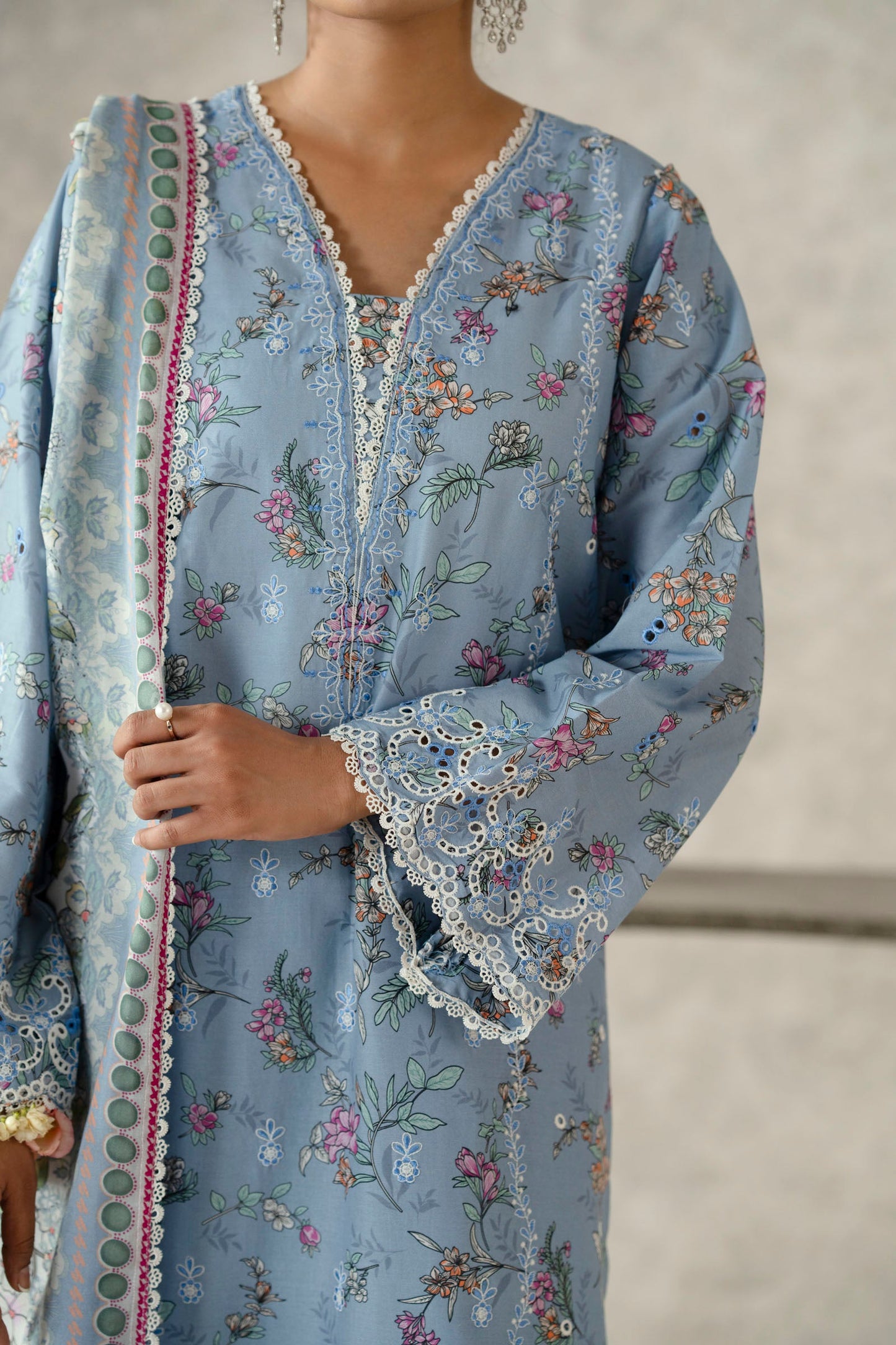 Cotton Lawn Digital Print Chikankari