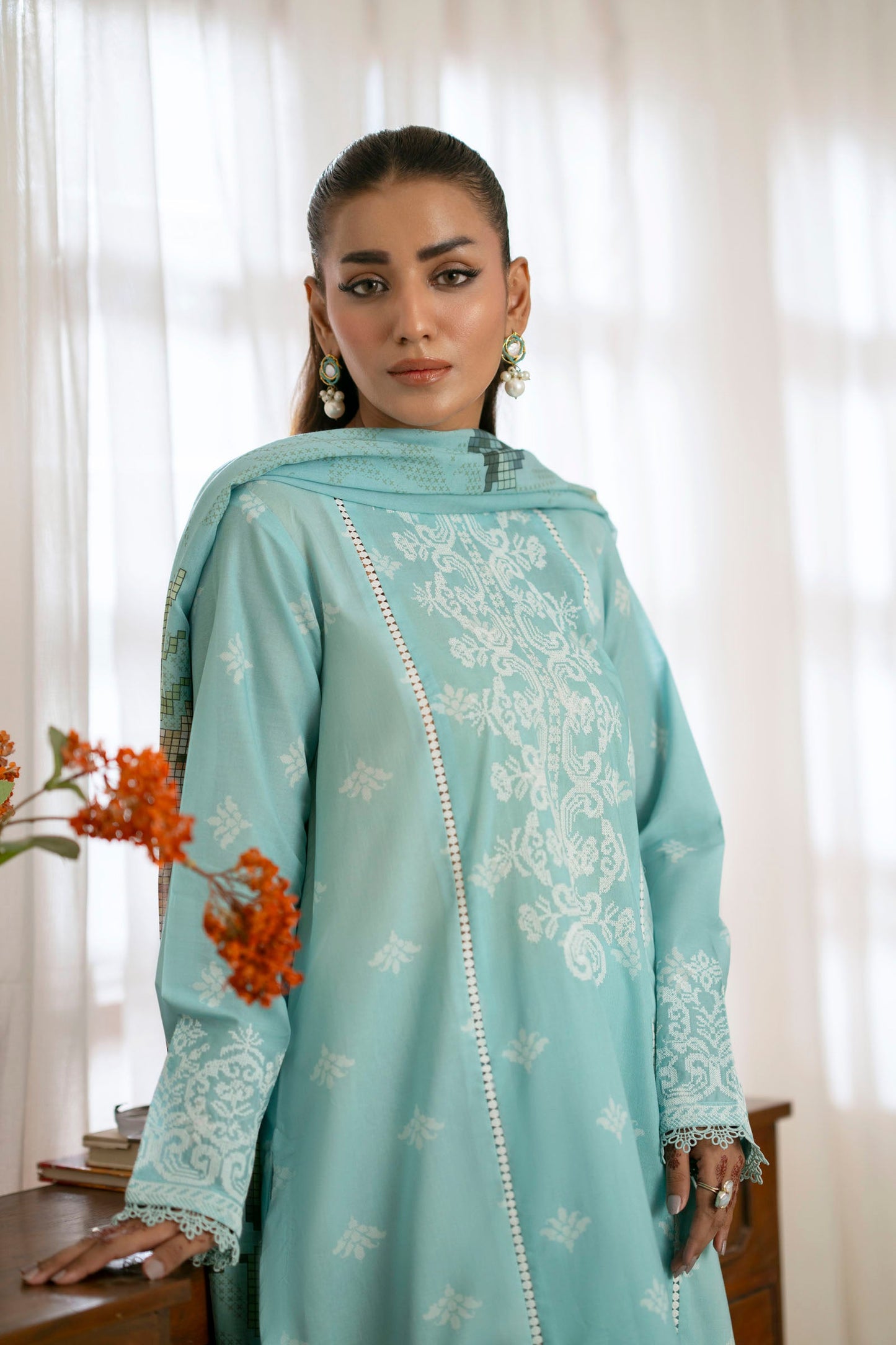 Cotton Lawn Digital Print Embroidery