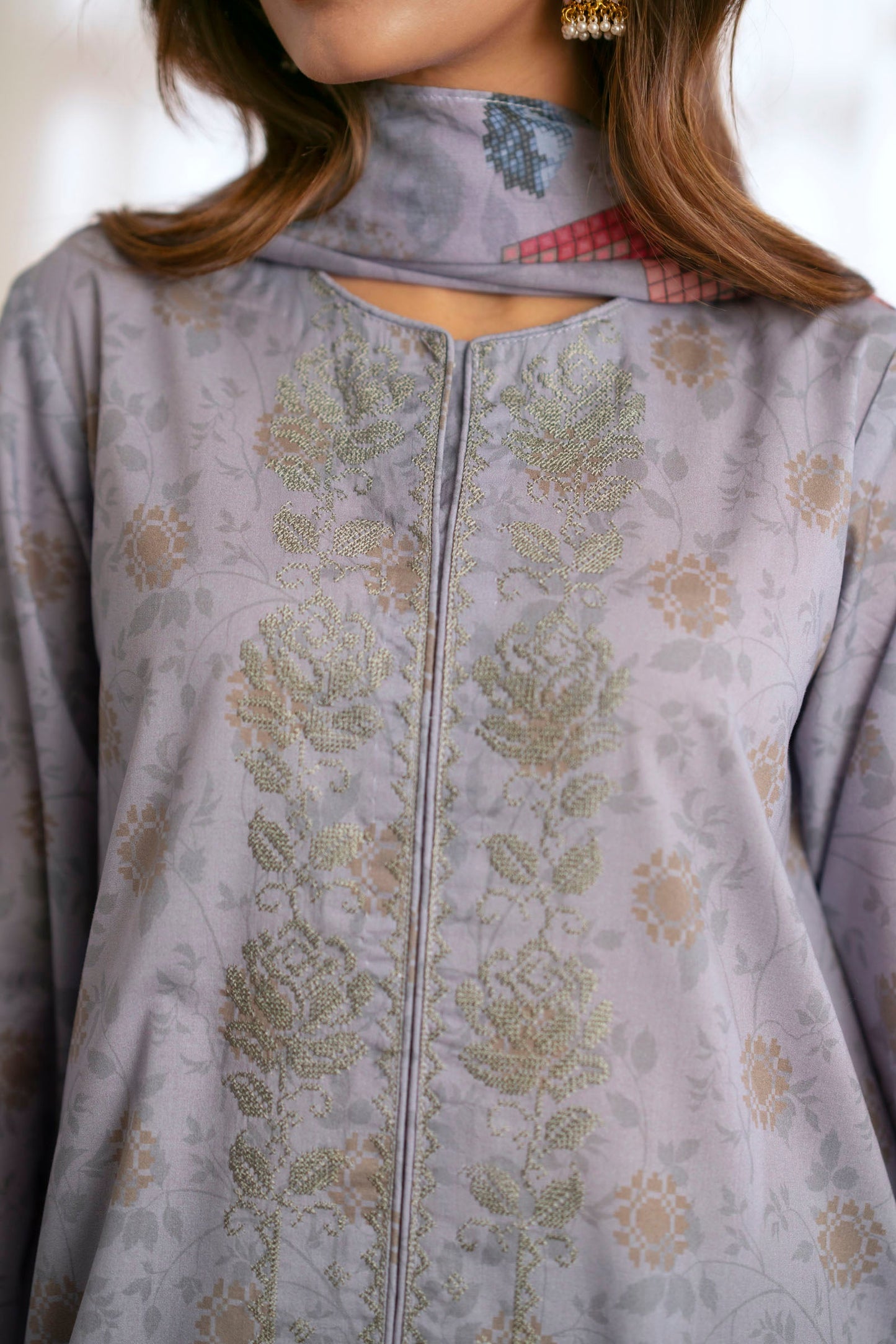 Cotton Lawn Digital Print Embroidery