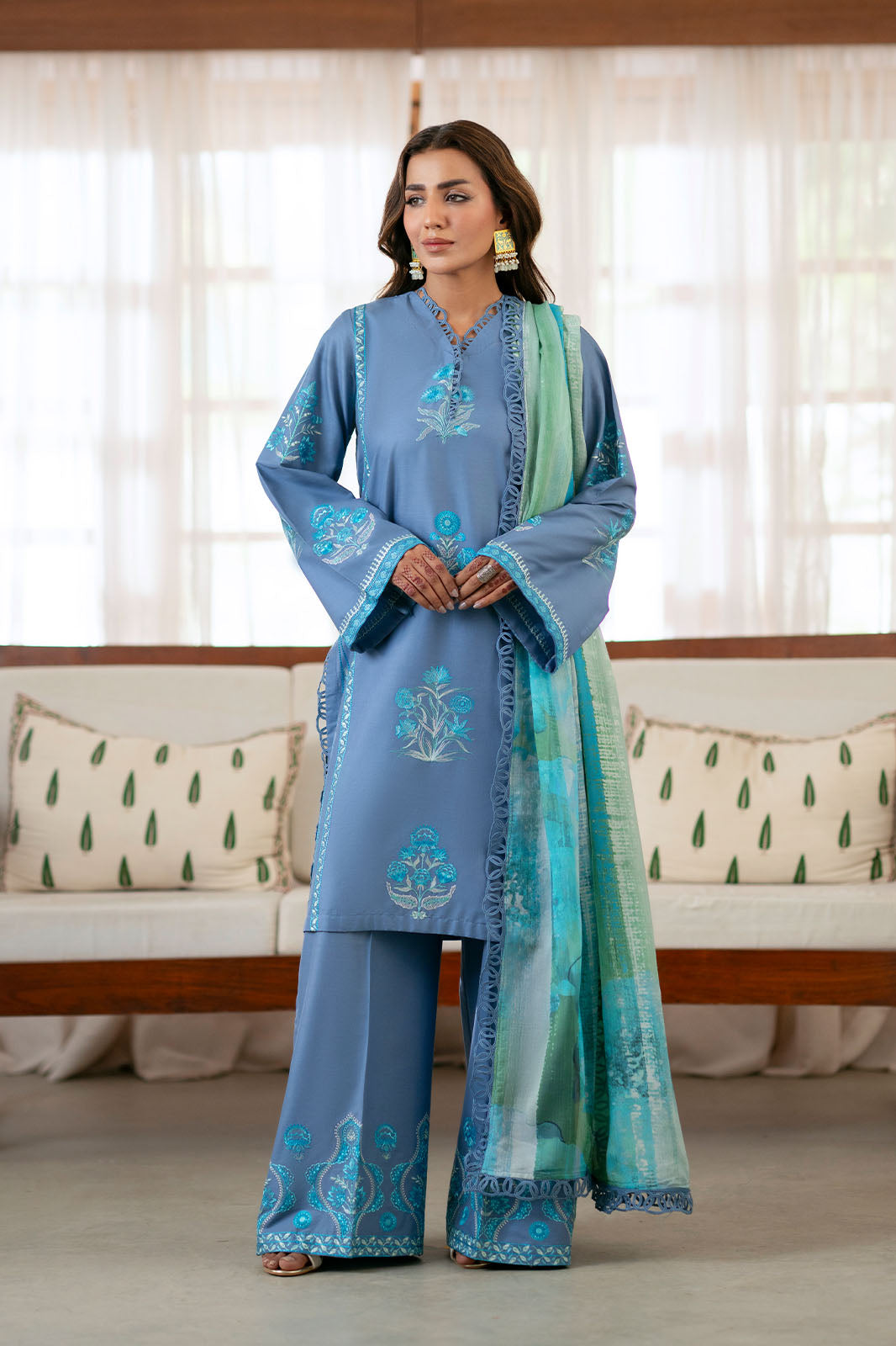 Cotton Lawn Dyed Embroidery