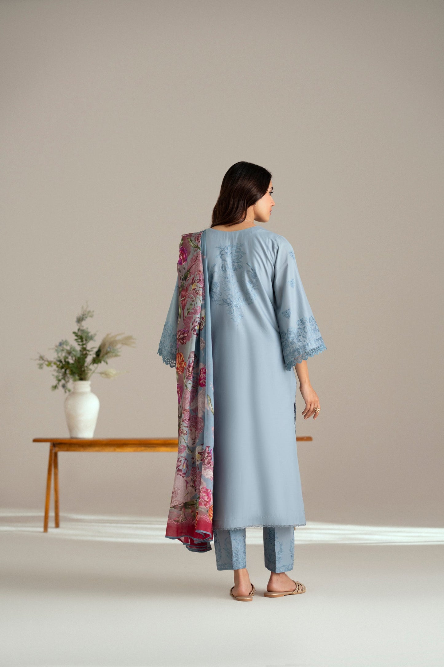 Cotton Lawn Dyed Embroidery
