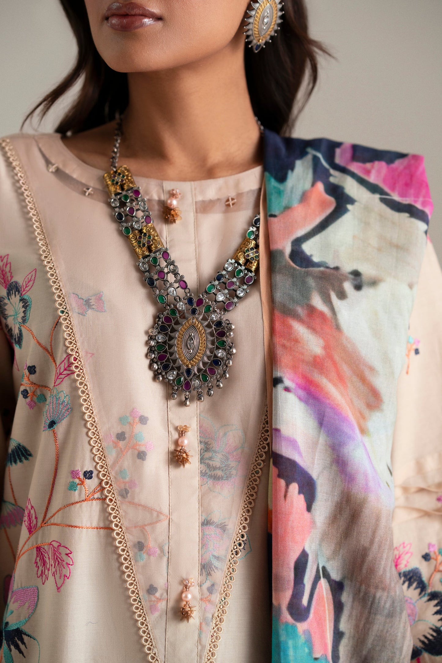 Cotton Lawn Dyed Embroidery