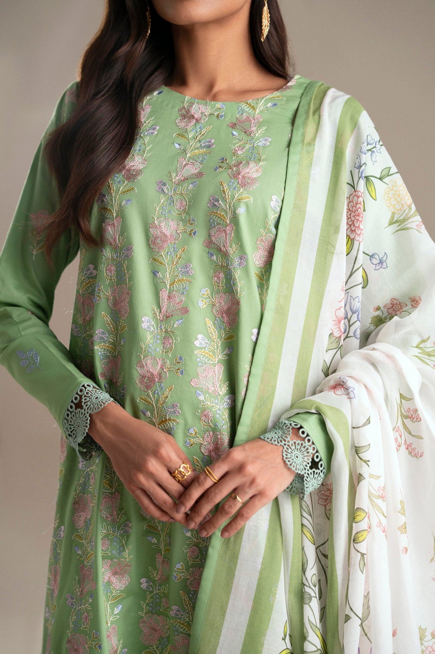 Cotton Lawn Dyed Embroidery