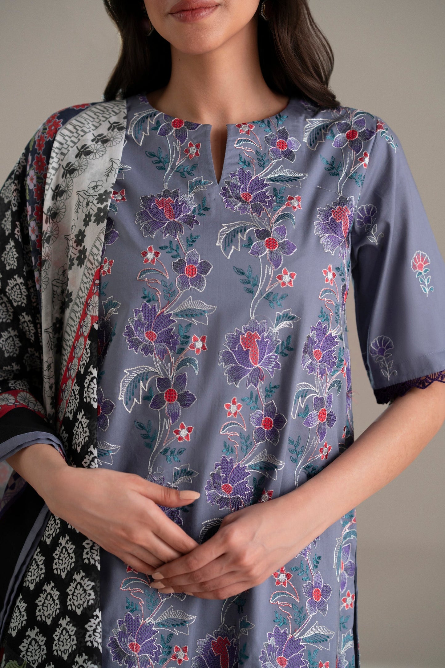 Cotton Lawn Dyed Embroidery