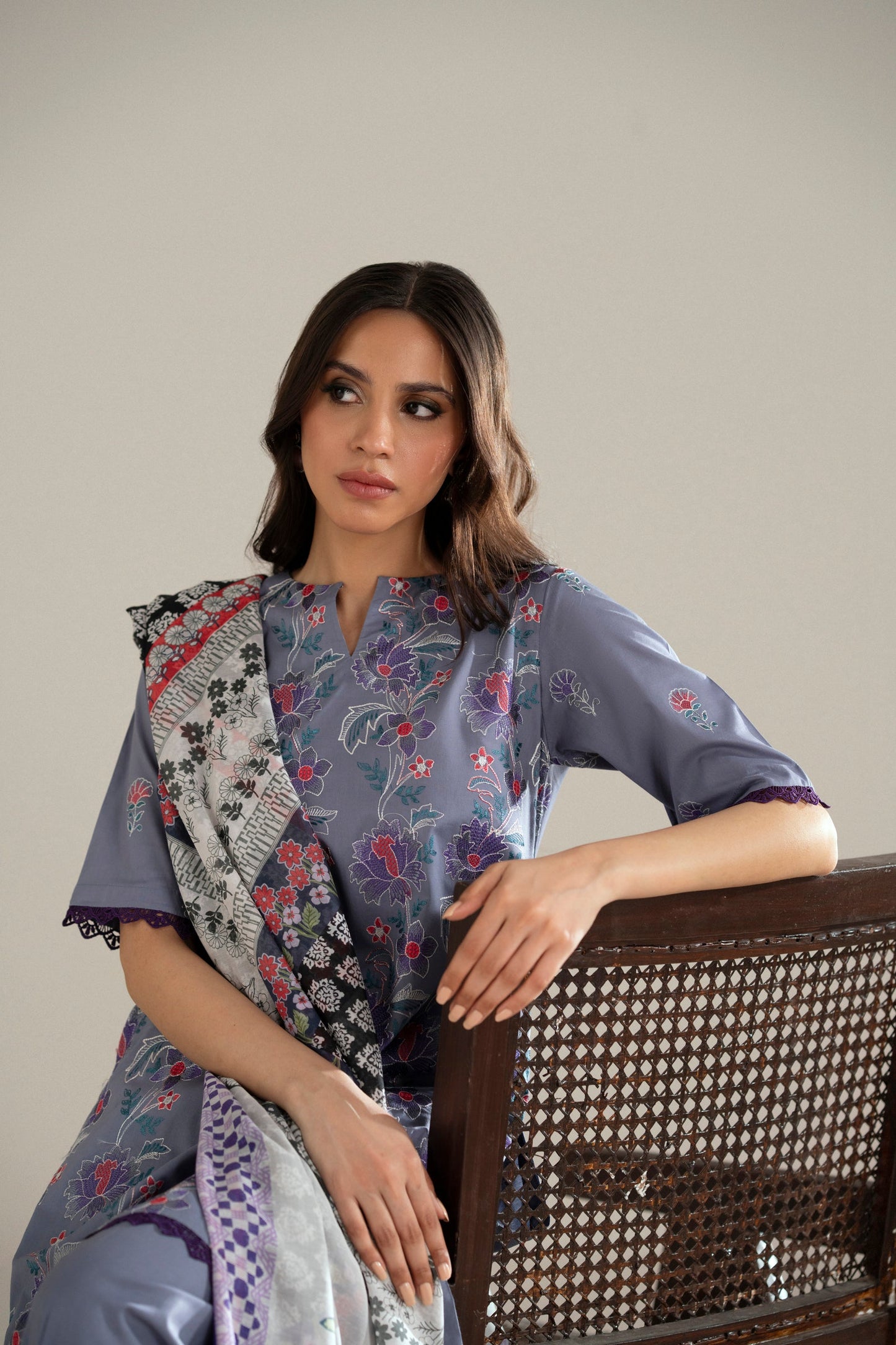 Cotton Lawn Dyed Embroidery