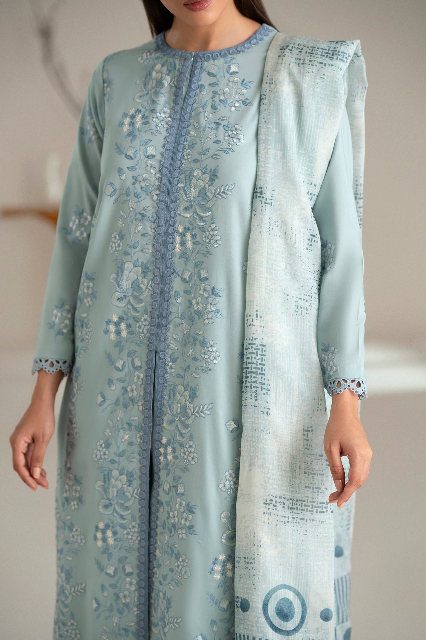 Cotton Lawn Dyed Embroidery