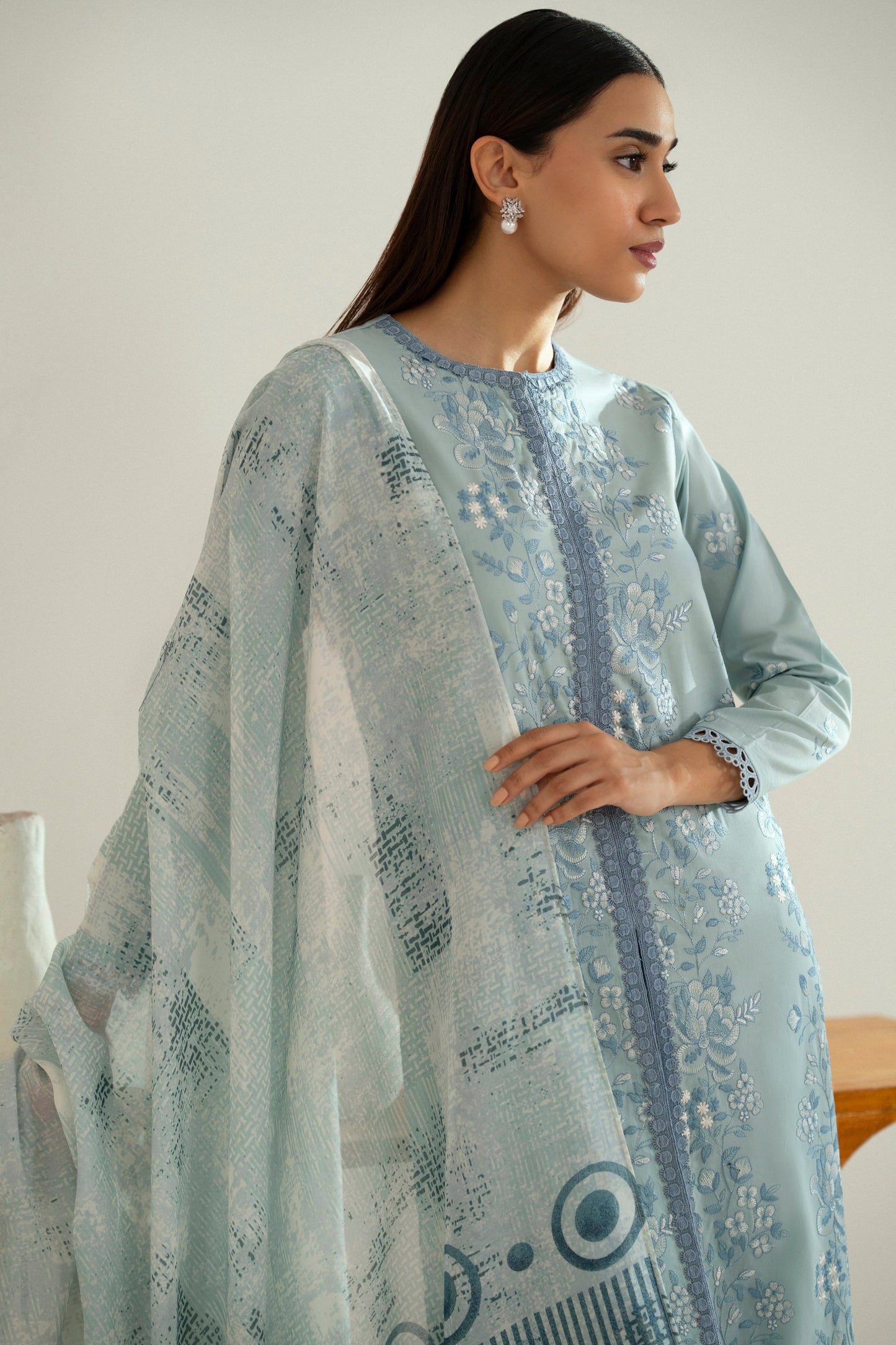 Cotton Lawn Dyed Embroidery