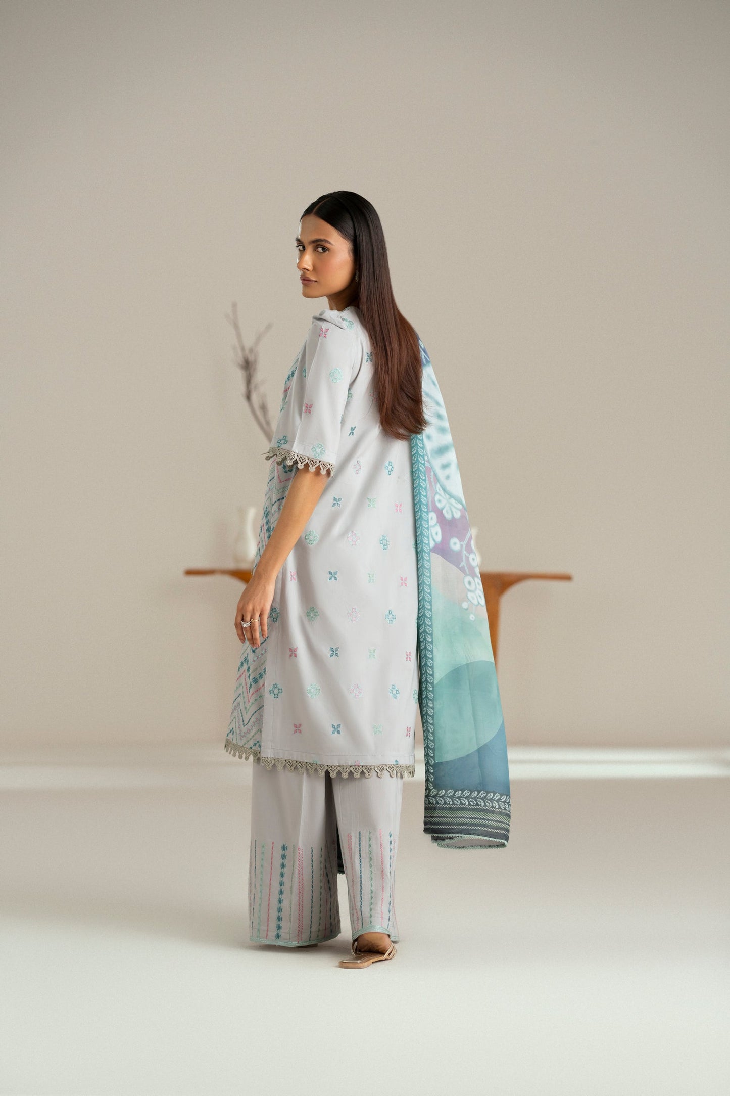 Cotton Lawn Dyed Embroidery