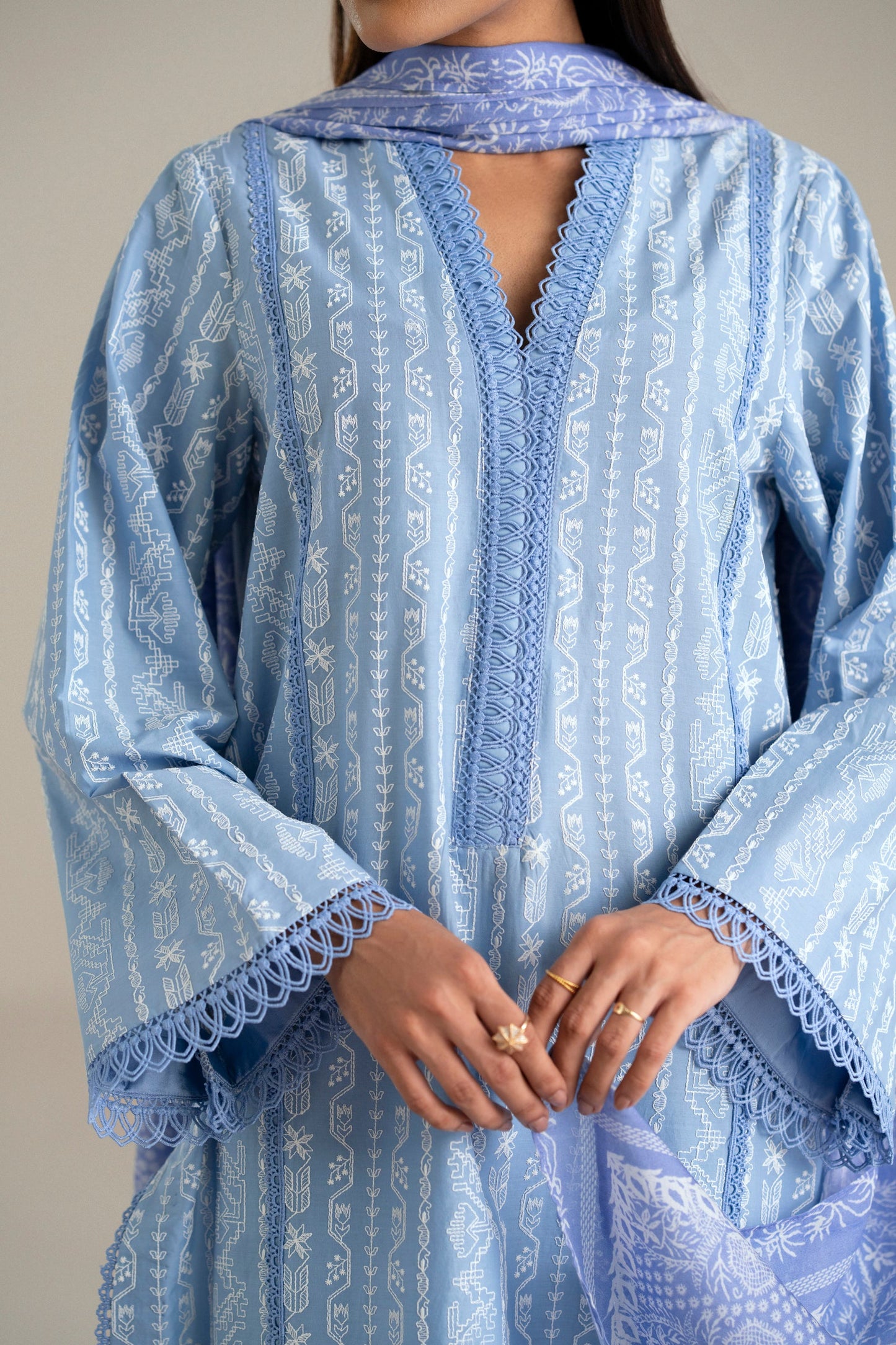 Cotton Lawn Dyed Embroidery