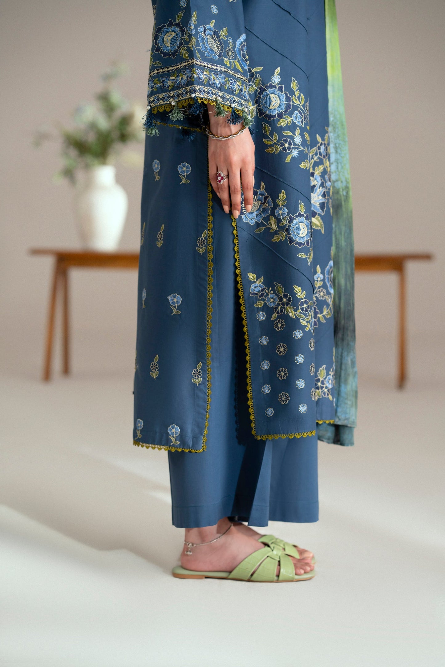 Cotton Lawn Dyed Embroidery